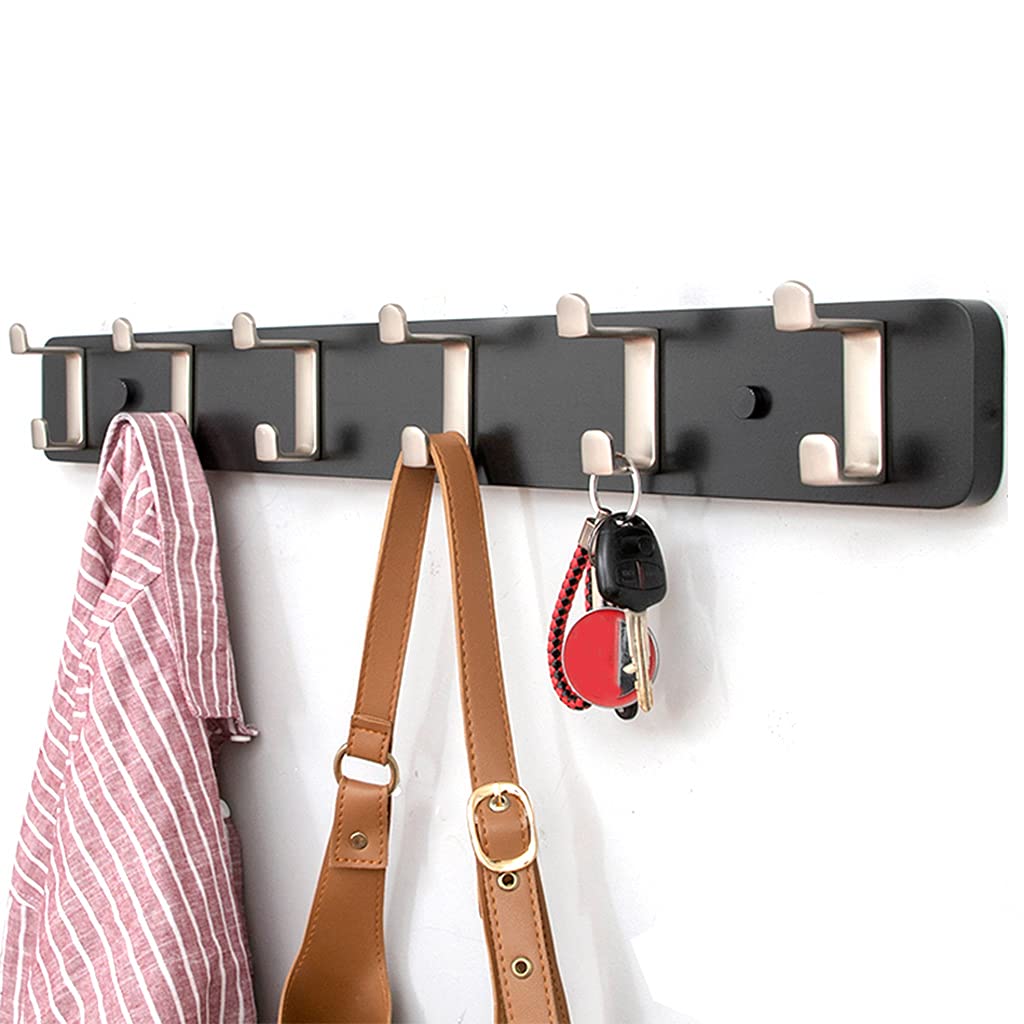 Stylish Bamboo Wall Mounted Coat Rack with 6 Hooks - Space Saving Entryway Organizer for Jackets, Hats, Scarves & Keys | Perfect for Small Apartments, Mudrooms & Closet Organization
