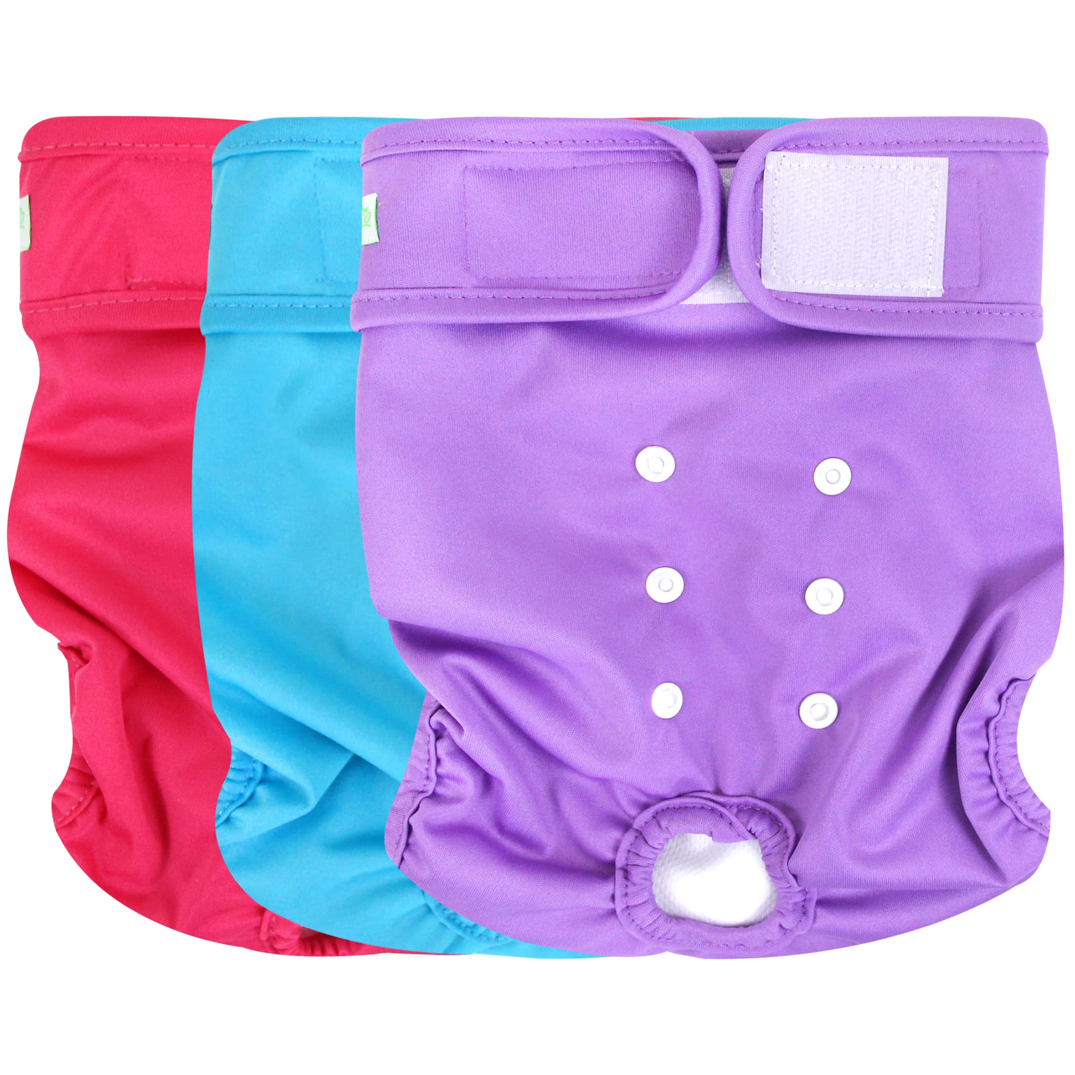Wegreeco Washable Reusable Premium Female Dog Diapers - Small, Medium & Large Sizes | 3-Pack Absorbent Puppy Diapers for In-Heat Dogs | Perfect for House Training, Travel & Nighttime Protection (Small)