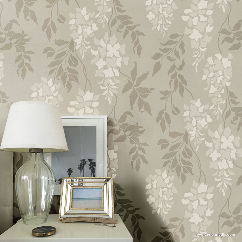 Wisteria Arbor Vine Wall Stencil - Decorative Floral Wall Painting Template for DIY Home Decor, Living Room & Bedroom Accent