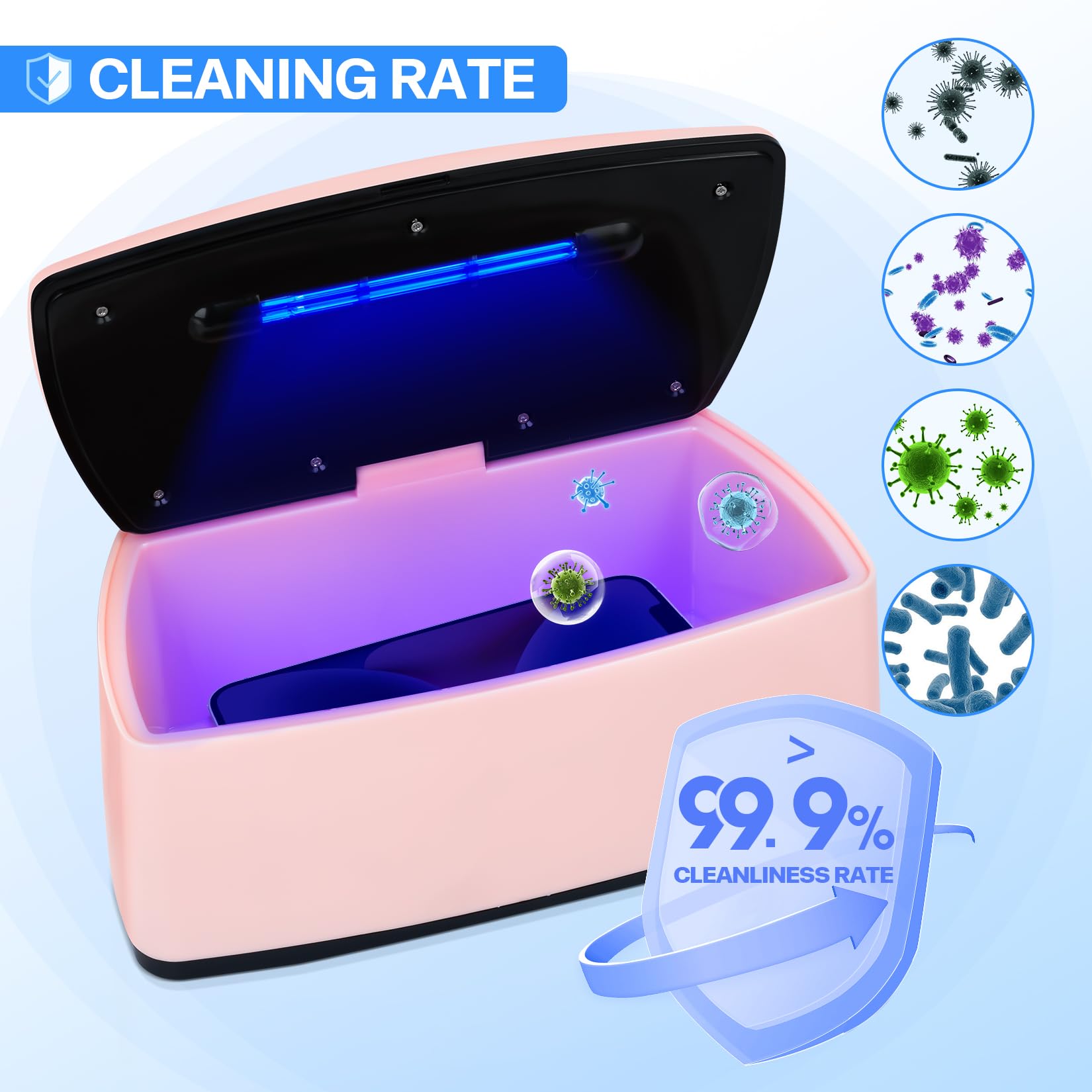 Portable 1L UV Nail Tool Sterilizer Box - High Temperature USB Sanitizer for Manicure Salon, Tattoo Equipment, Jewelry, Phone & Watch Disinfection - Perfect for Home, Salon & Travel Use (Pink)