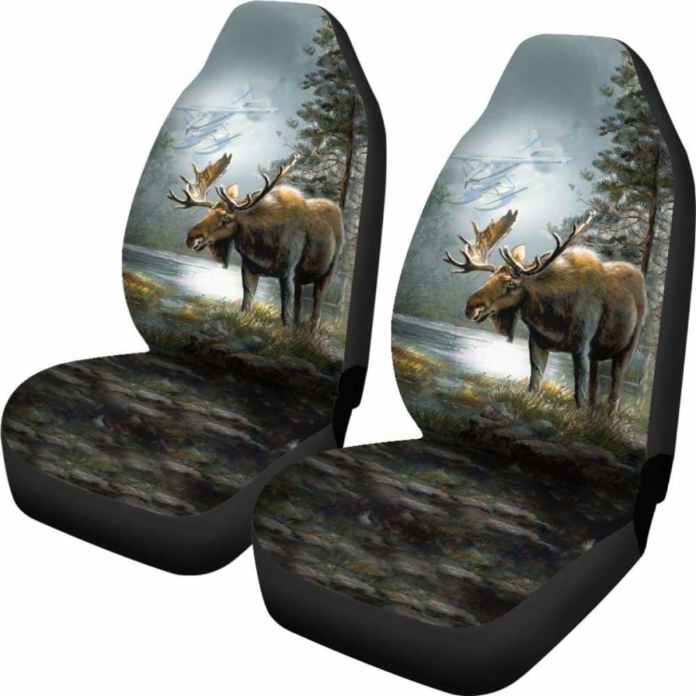 2Pcs Durable Car Seat Covers for Moose Hunting - Waterproof & Universal Fit - Perfect for Trucks, SUVs & Off-Road Vehicles (Model 205017) | Ideal for Hunting Trips, Outdoor Adventures & Daily Commute