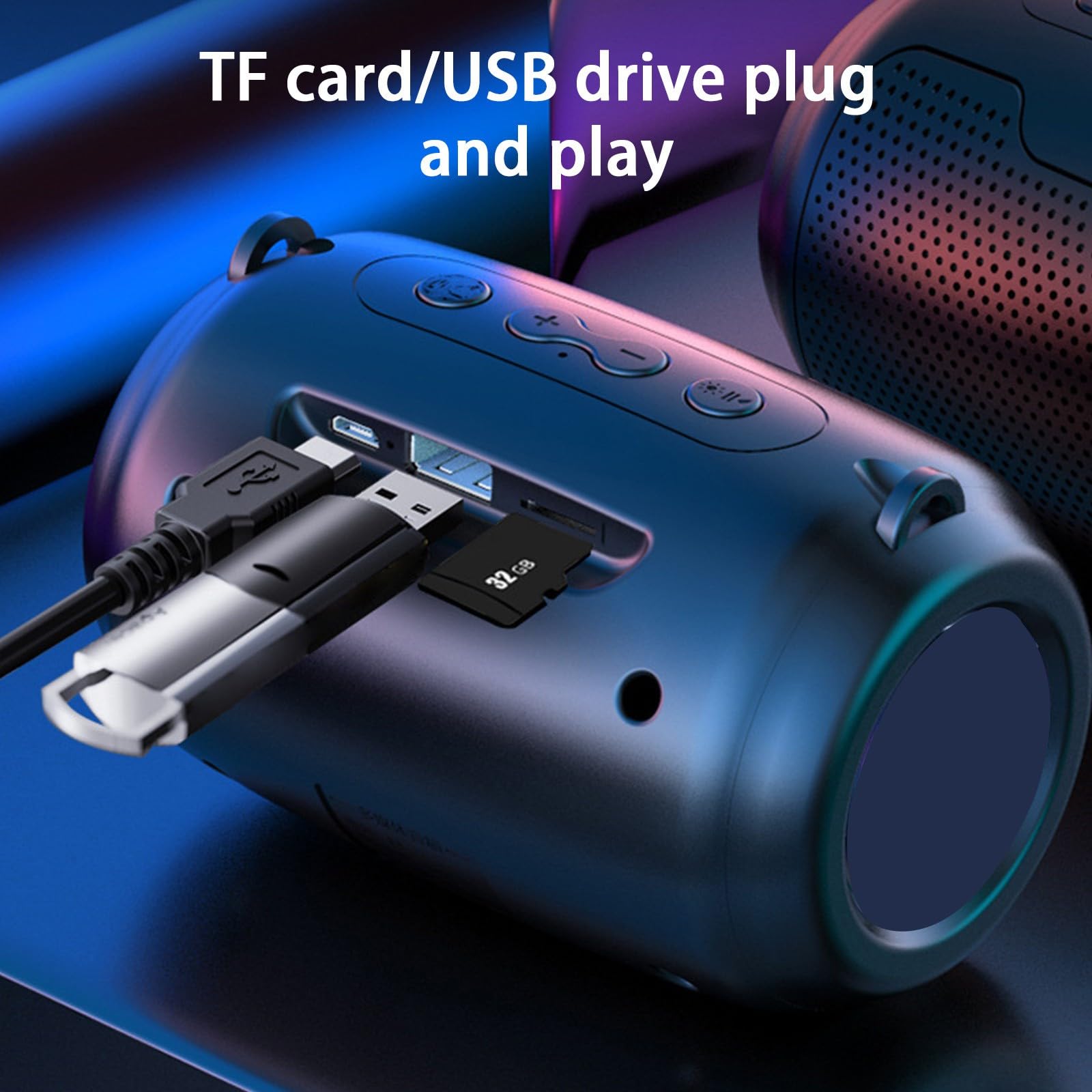 Portable Bluetooth Speaker with LED Lights - Wireless Stereo Sound, Rechargeable, Waterproof - Perfect for Outdoor, Travel, Party & Home Use