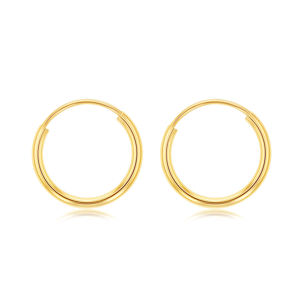 9ct Yellow Gold 10mm Sleeper Earrings for Women - Hypoallergenic Comfort Hoop Earrings for Everyday Wear & Sleeping - Perfect Gift for Her