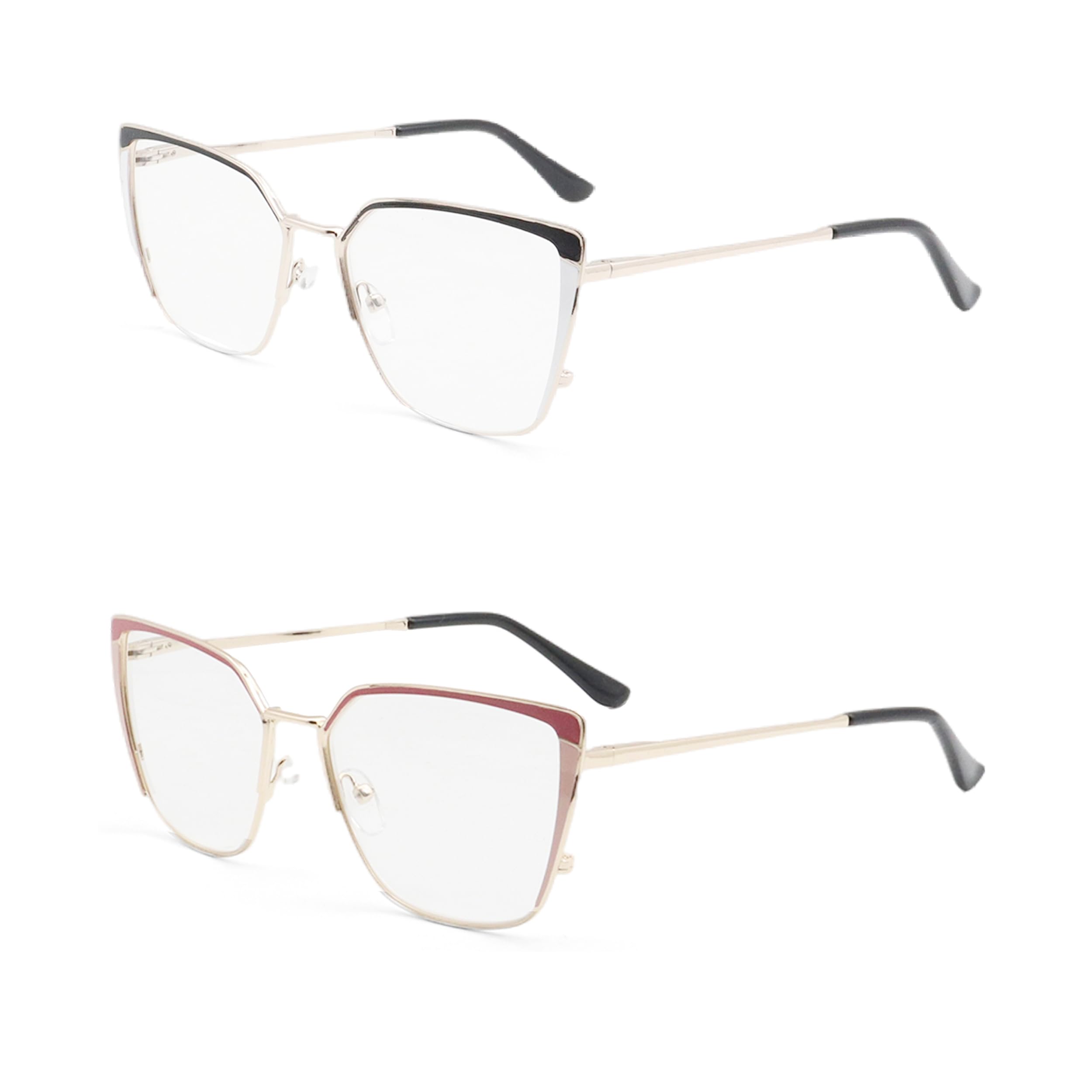 Fashionable Oversized Metal Frame Cat Eye Reading Glasses for Women - Stylish Readers for Work, Reading & Daily Use