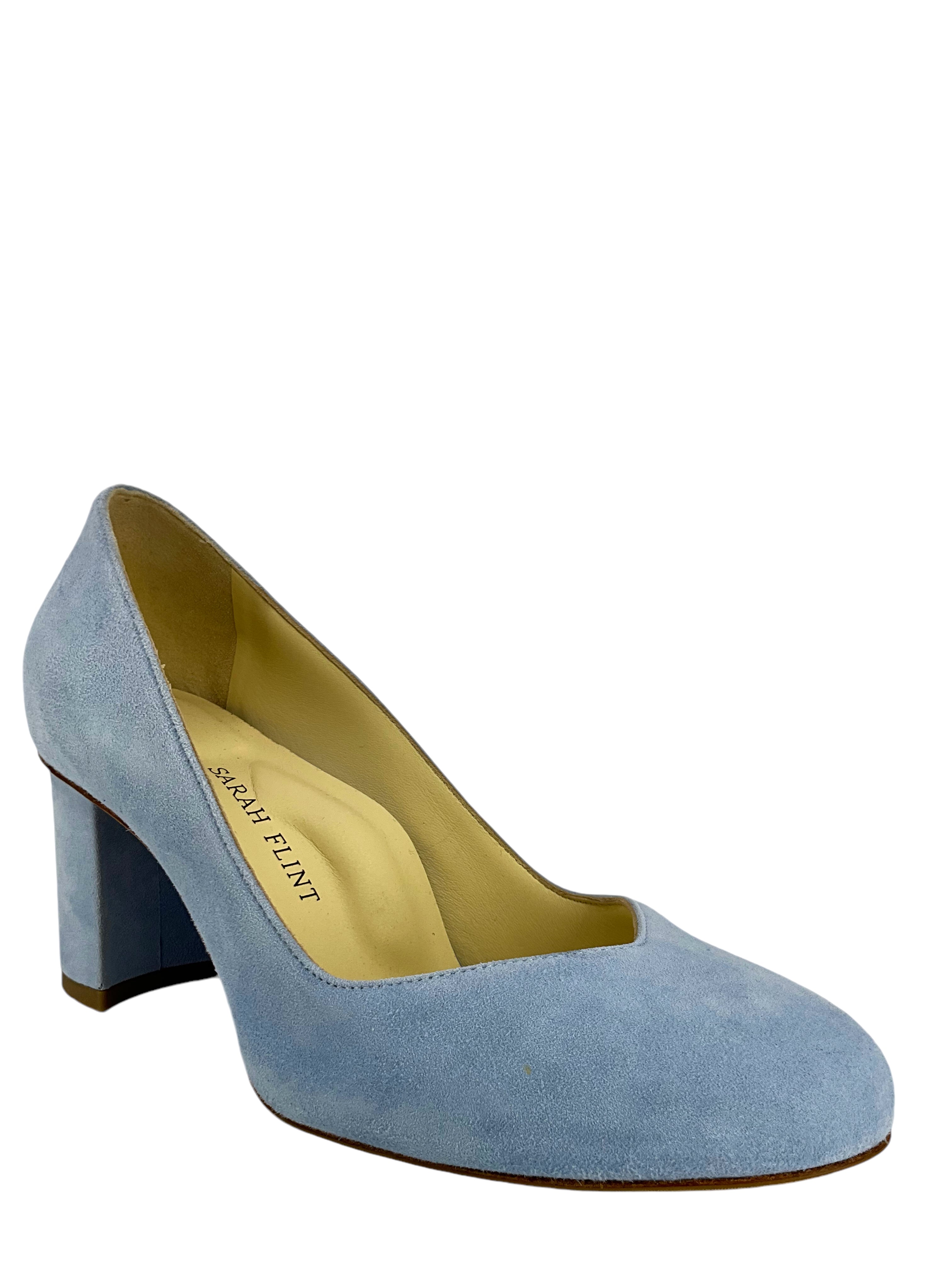 SARAH FLINT Women's Perfect Round Toe Pump Heels - Size 7.5 US, 70mm Heel Height - New Luxury Dress Shoes for Office, Wedding & Evening Events
