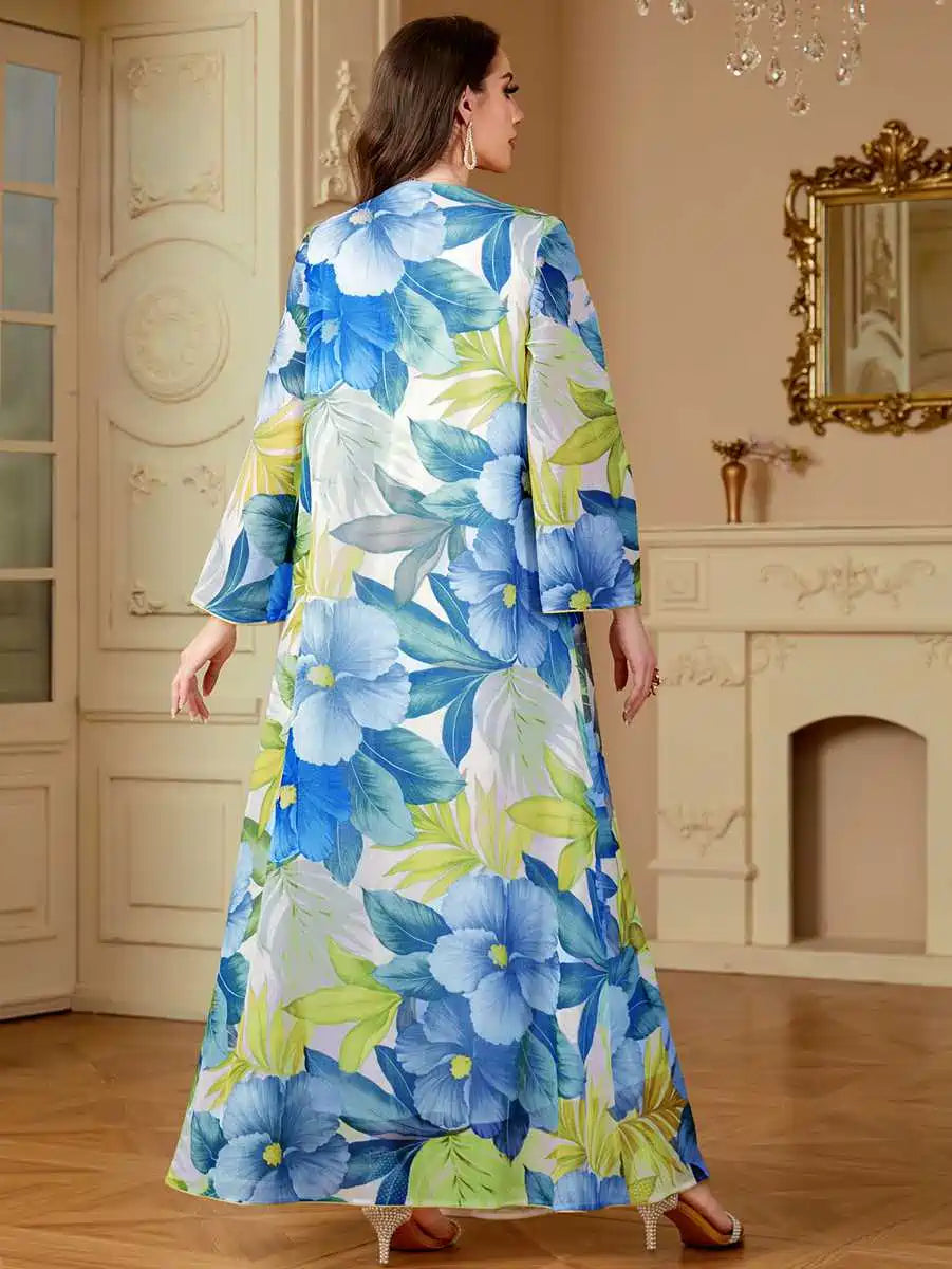 Elegant Eid Sequins Printed Caftan Kaftan Dress for Women - Party Wear, Evening Gown, Special Occasion Outfit #254185