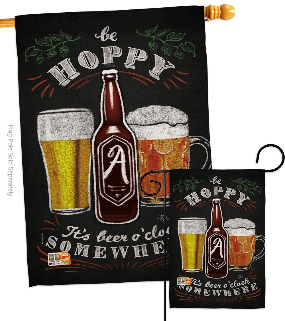 Double-Sided Beer Garden House Flags Set - 28x40 Inch Happy Hour Party Decor for Yard, Pong Games & Craft Beer Lovers | Made in USA | Perfect for Backyard BBQs, Tailgating & Pub-Themed Events