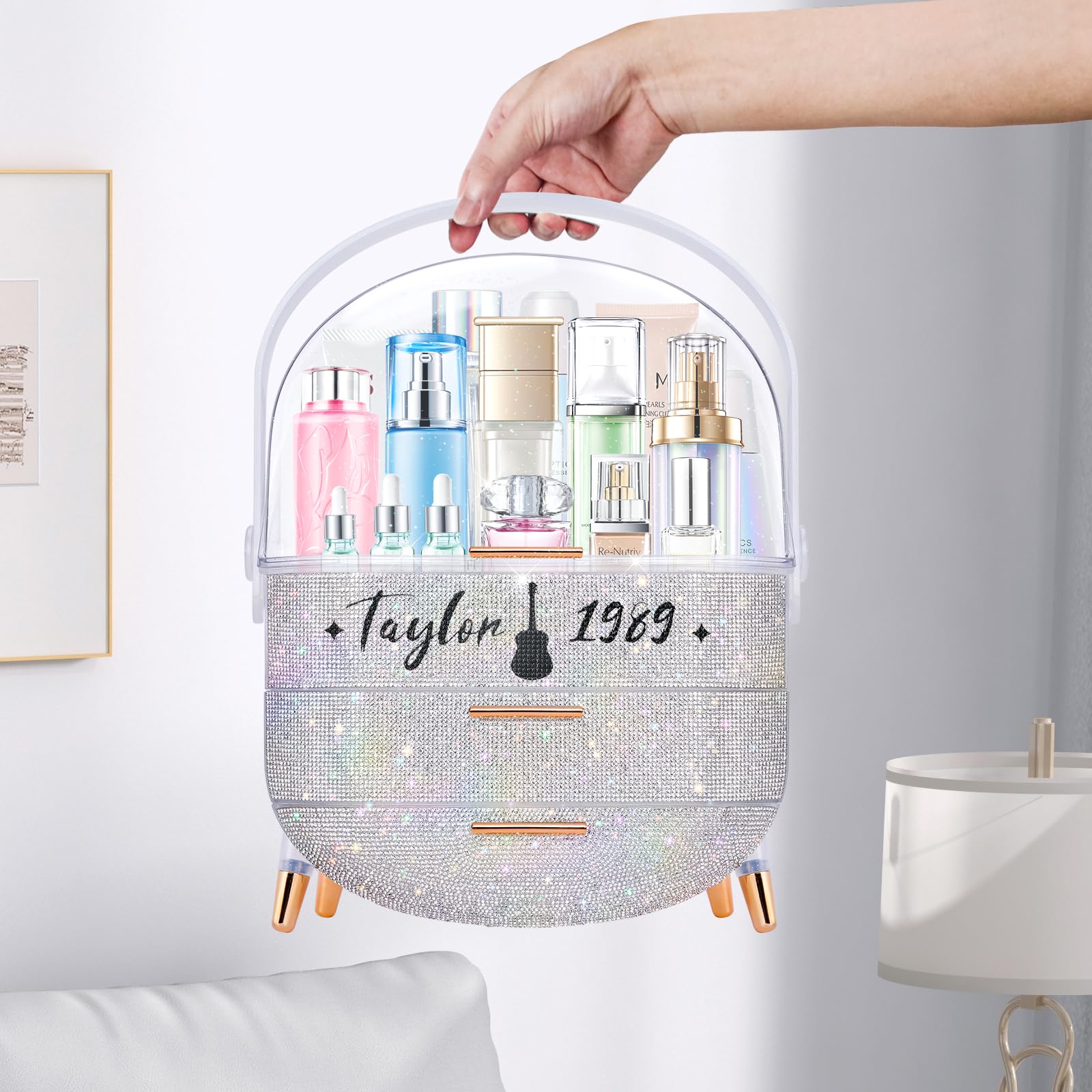Teen Girls Makeup Organizer with Skincare & Jewelry Storage - Cosmetic Display Case & Countertop Holder for Bathroom Organization (Taylor) - Perfect for Vanity, Dorm Room, and Travel