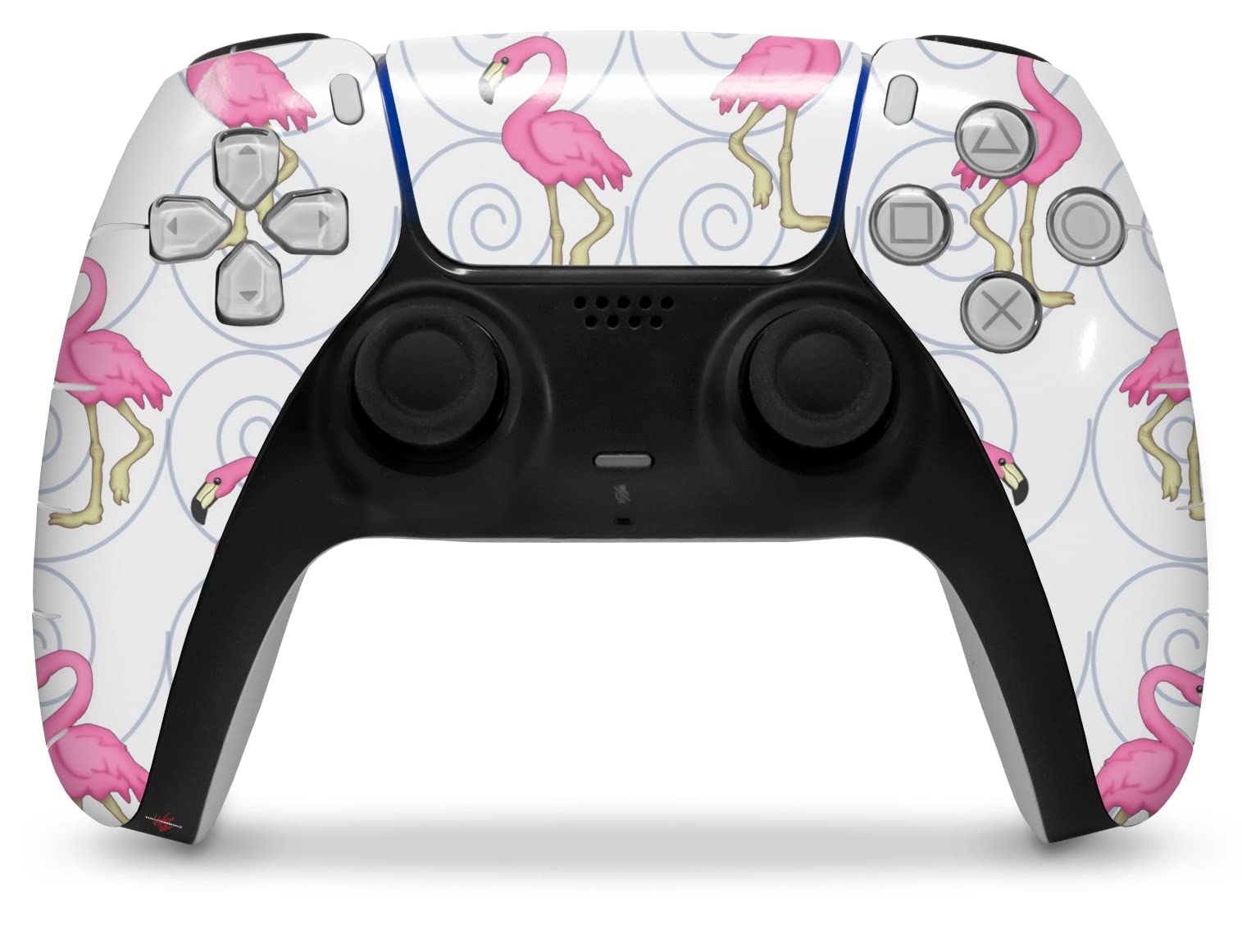 PS5 DualSense Controller Skin Wrap - Flamingos on White for Gaming Protection