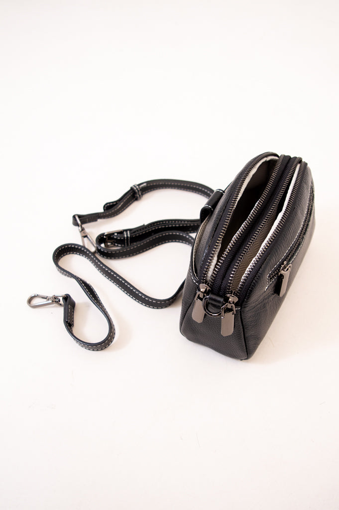 Emma Bag 88160 Genuine Leather Handbag for Women - Stylish Black Crossbody Purse with Adjustable Strap, Perfect for Work, Travel & Everyday Use