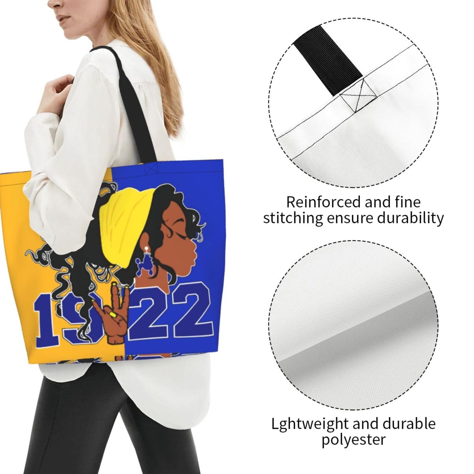 Sorority Tote Bag for Women - 1922 Reusable Fashion Beach Bag & Large Shoulder Shopping Bag - Perfect for College, Beach Trips, and Everyday Use