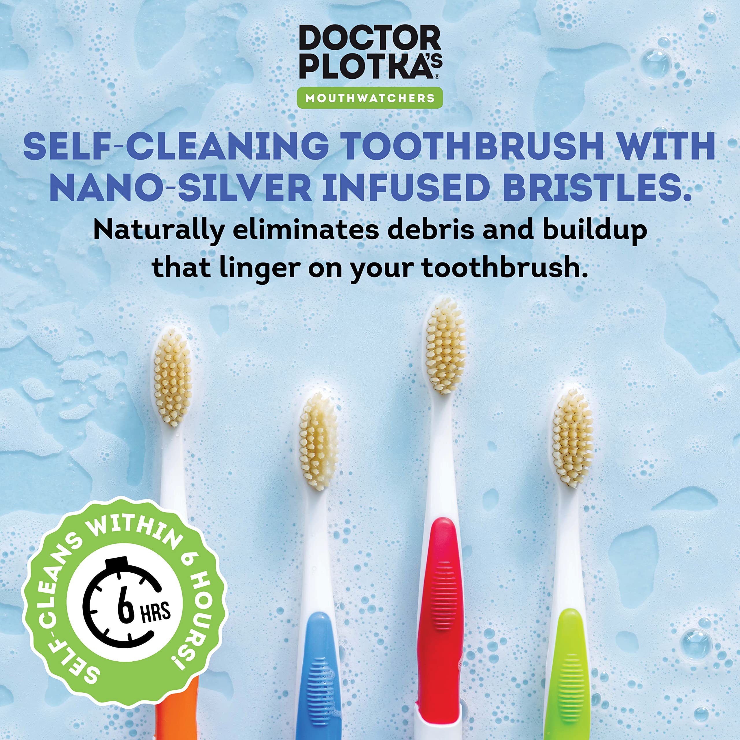 MOUTHWATCHERS Soft Flossing Toothbrush 2-Pack - Ultra Clean Manual Soft Bristle Toothbrush for Adults & Sensitive Teeth - Dentist Designed by Dr. Plotka - Perfect for Travel, Home & Office Use