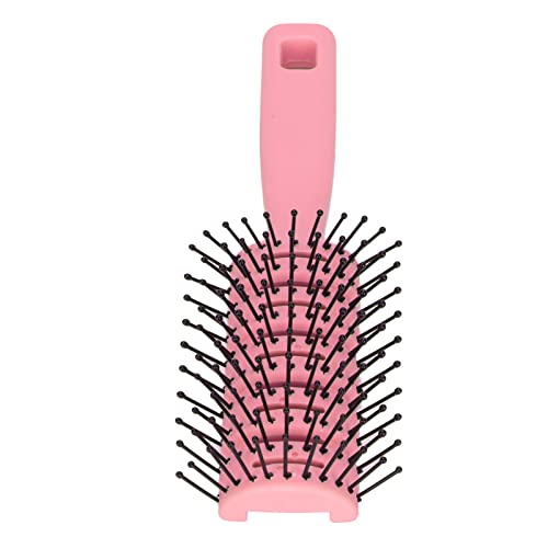 Curved Detangling Hair Brush for Wet & Dry Hair - Hollow Back Round Teeth Non-Slip Design with Hanging Hole - Perfect for Home, Travel & Salon Use (Pink)