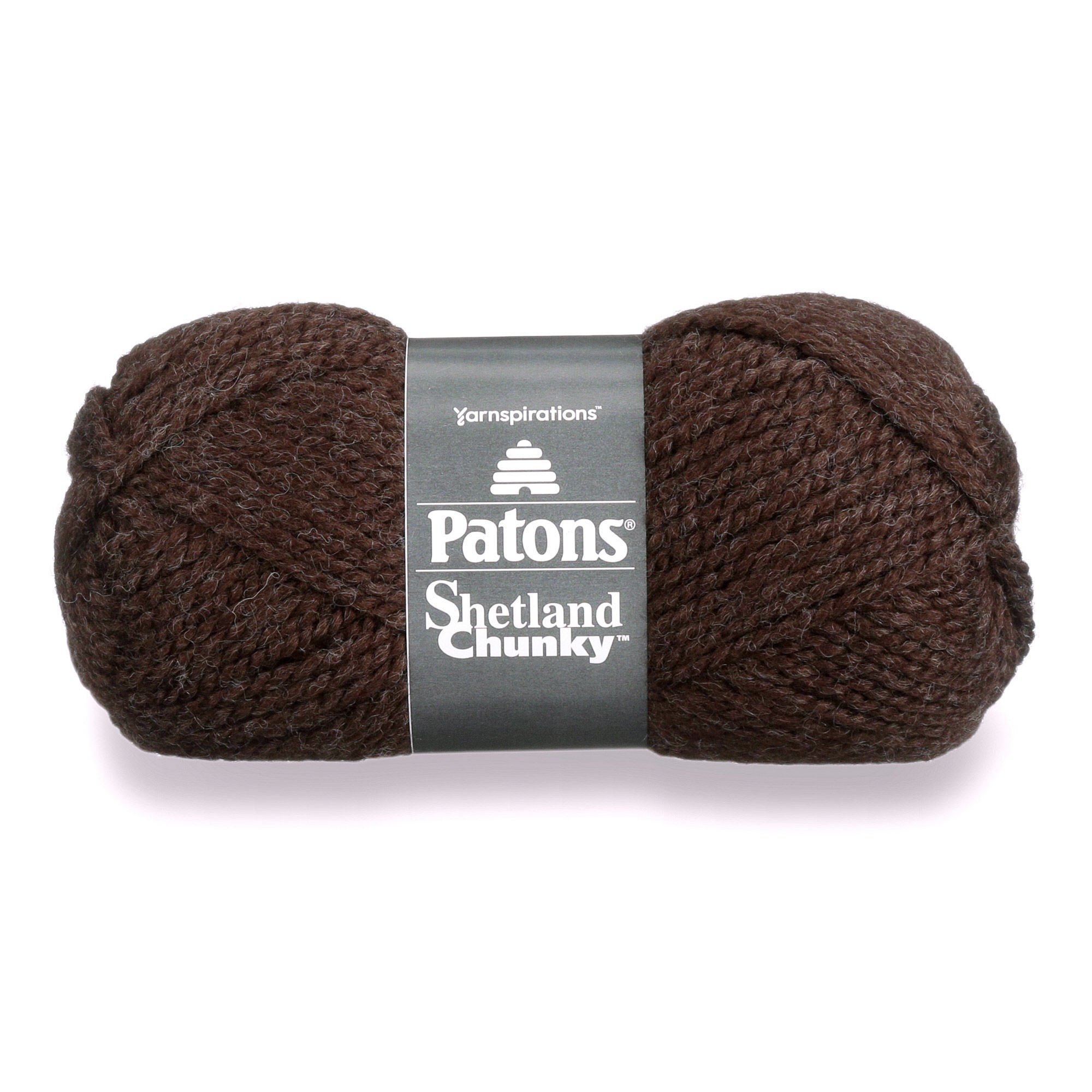 Patons Shetland Chunky Yarn - 3.5 oz Natural Wool Knitting Yarn in Earthy Brown (1 Ball) - Perfect for Scarves, Hats & Winter Crafts