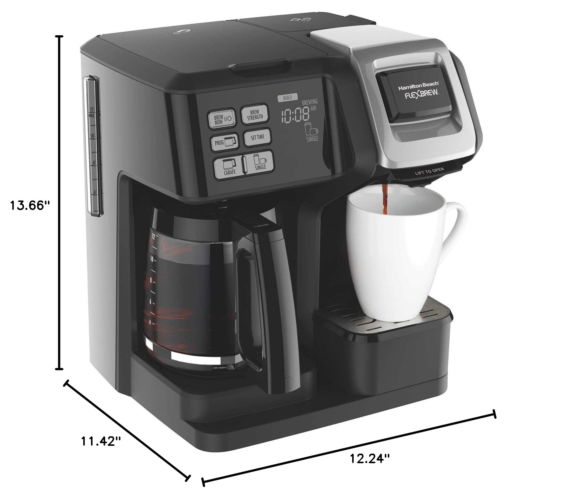 Hamilton Beach FlexBrew 2-Way Coffee Maker - Brew Full Pot or Single Cup, Compatible with K-Cups & Ground Coffee (Renewed) - Perfect for Home, Office & Small Spaces