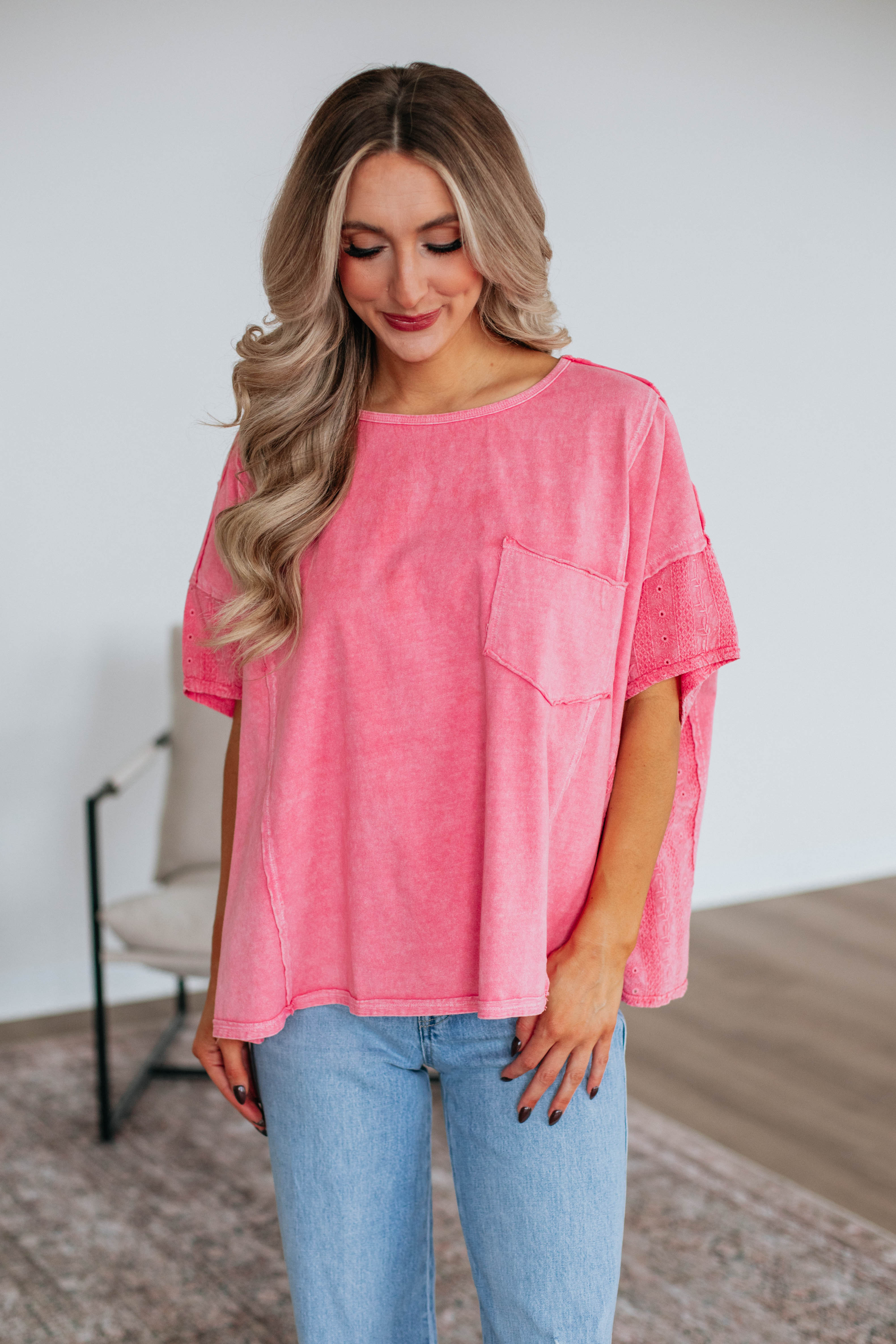 Jacksy Oversized Top for Women - Hot Pink Loose Fit Blouse | Casual Wear, Layering & Street Style Outfits