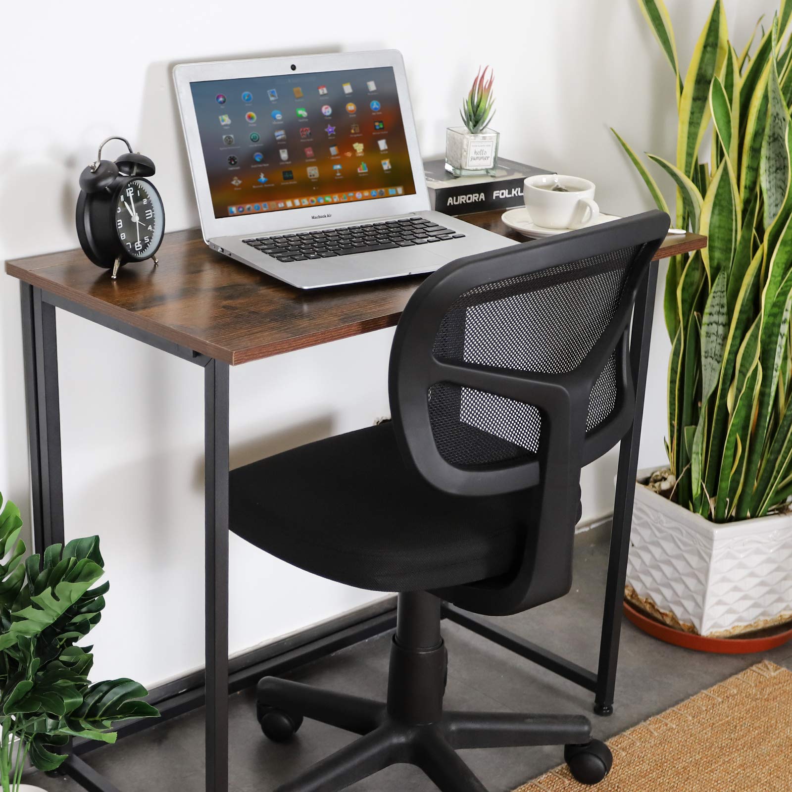 Leopard Outdoor Folding Computer Desk - Space-Saving Home Office Desk, Compact Foldable Laptop Table, Rustic Brown Writing Desk for Small Spaces, Ideal for Study, Reading, and Remote Work