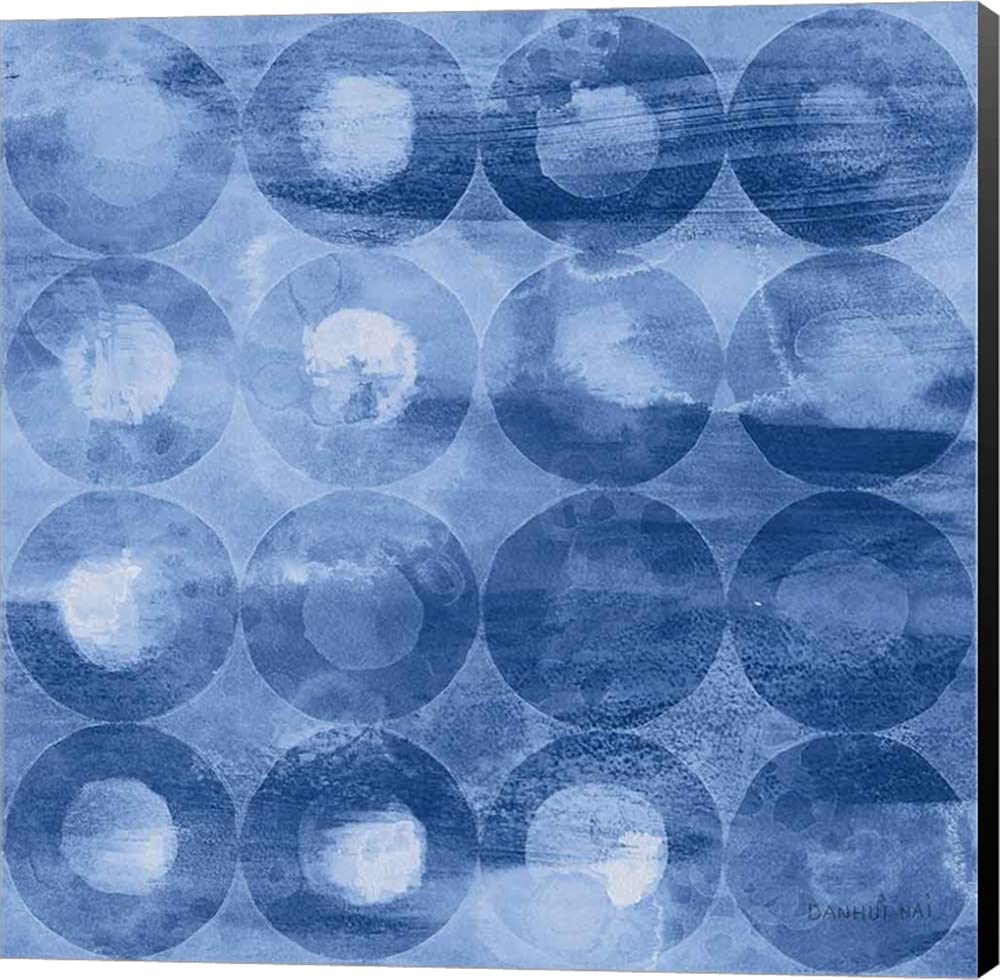 Danhui NAI Touching Circles III Navy Blue Canvas Wall Art - 24x24 Inch Museum Wrapped Painting with Black Sides - Perfect for Living Room, Bedroom & Office Decor