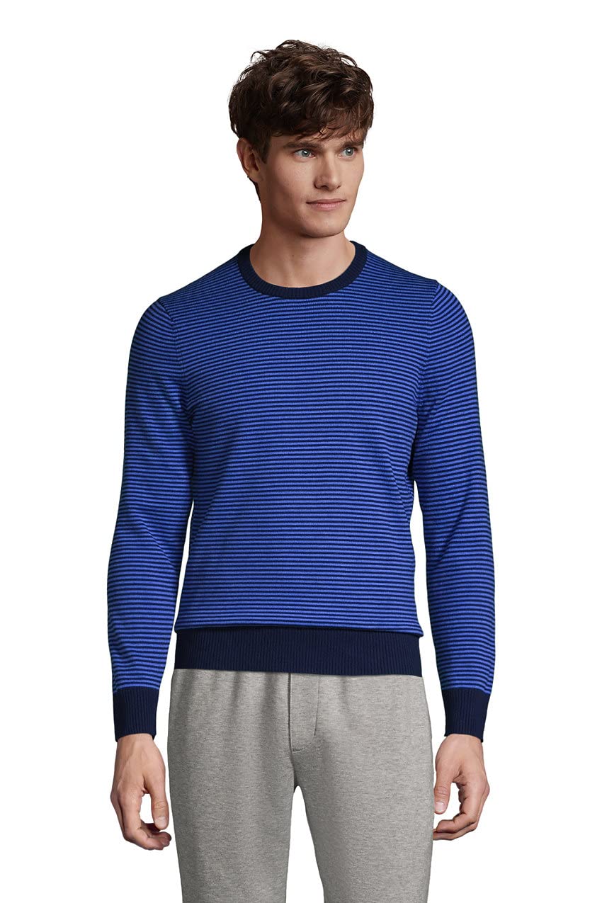 Lands' End Men's Performance Crewneck Sweater - Moisture-Wicking, Breathable & Comfortable Knit Pullover for Work, Travel & Outdoor Activities