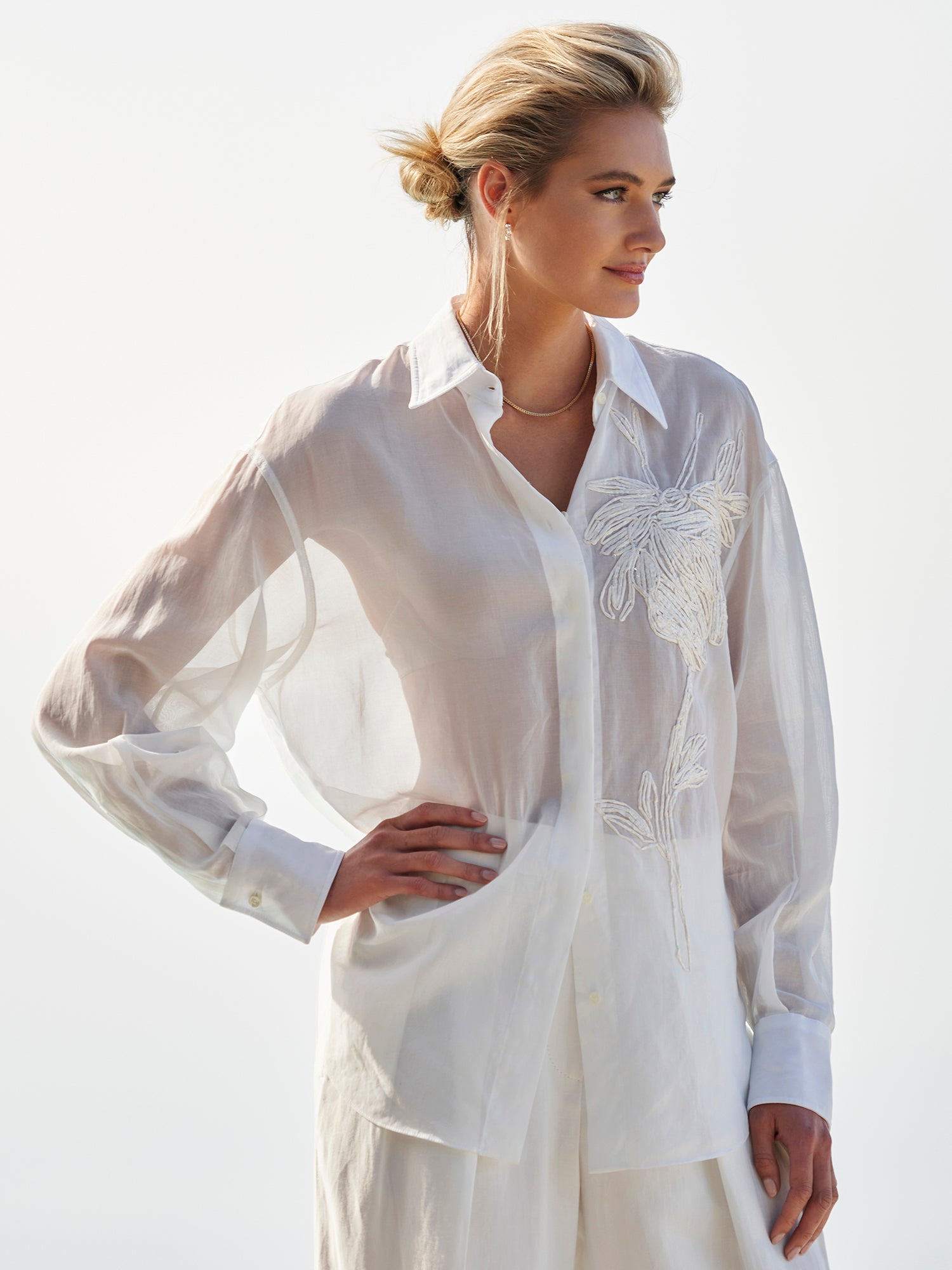 Stylish Raffia Embroidered Shirt for Women - Breathable Summer Blouse with Handcrafted Details | Perfect for Beach Vacations, Boho Outfits & Casual Wear