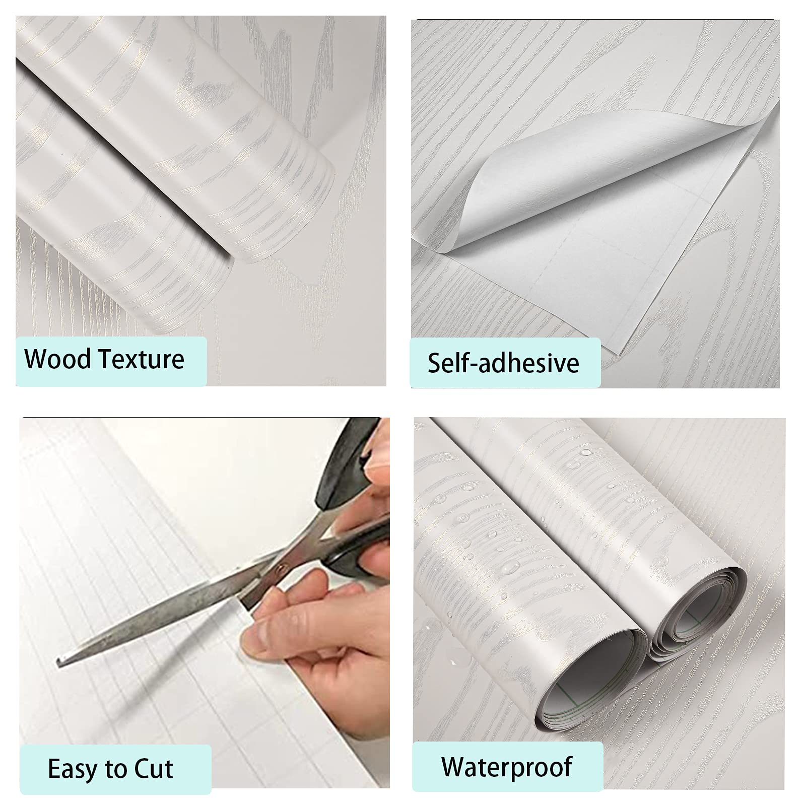 Homease White Wood Grain Contact Paper 24