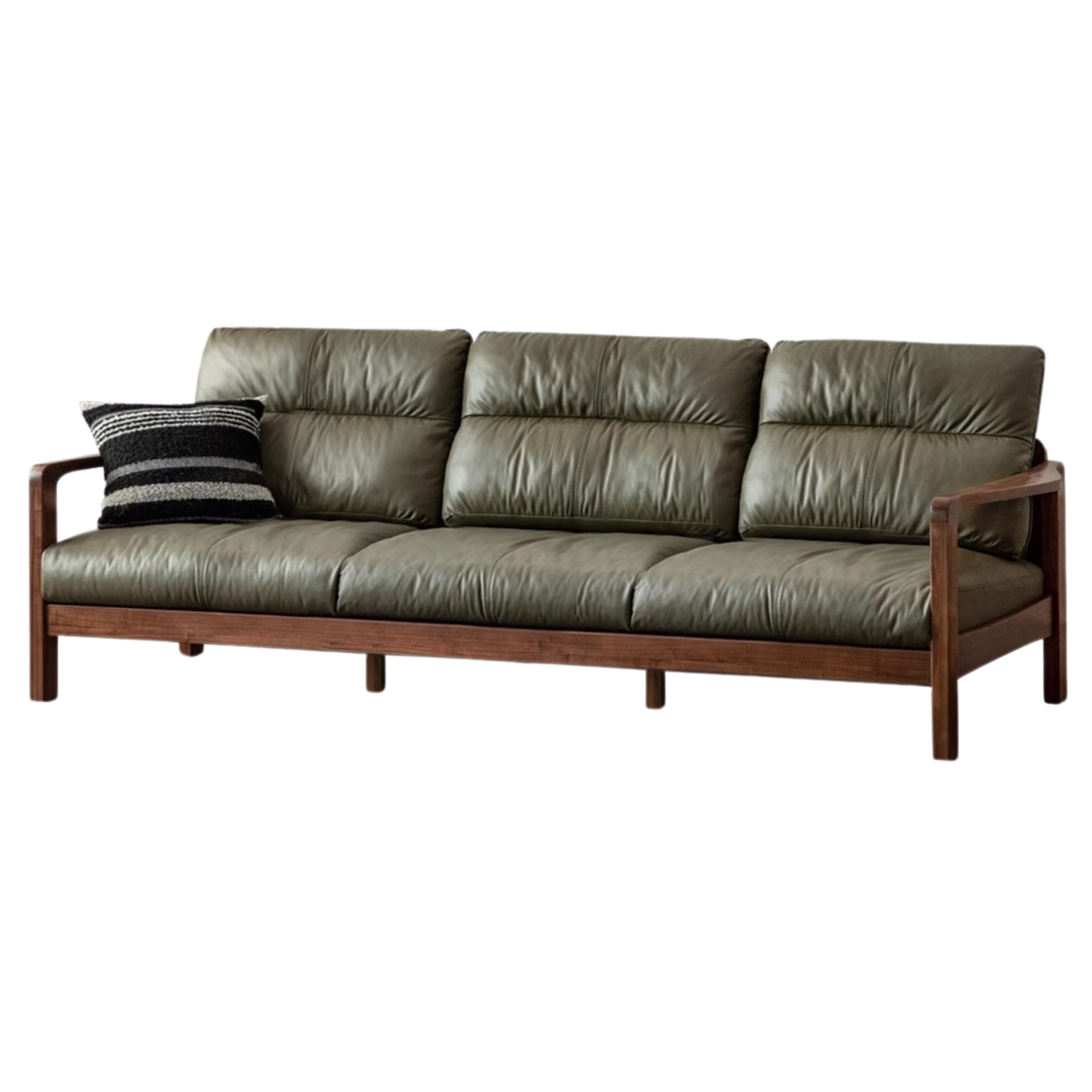104x35x36 inch / 264.8x89.5x91cm / Dark green color / large three-seater sofa