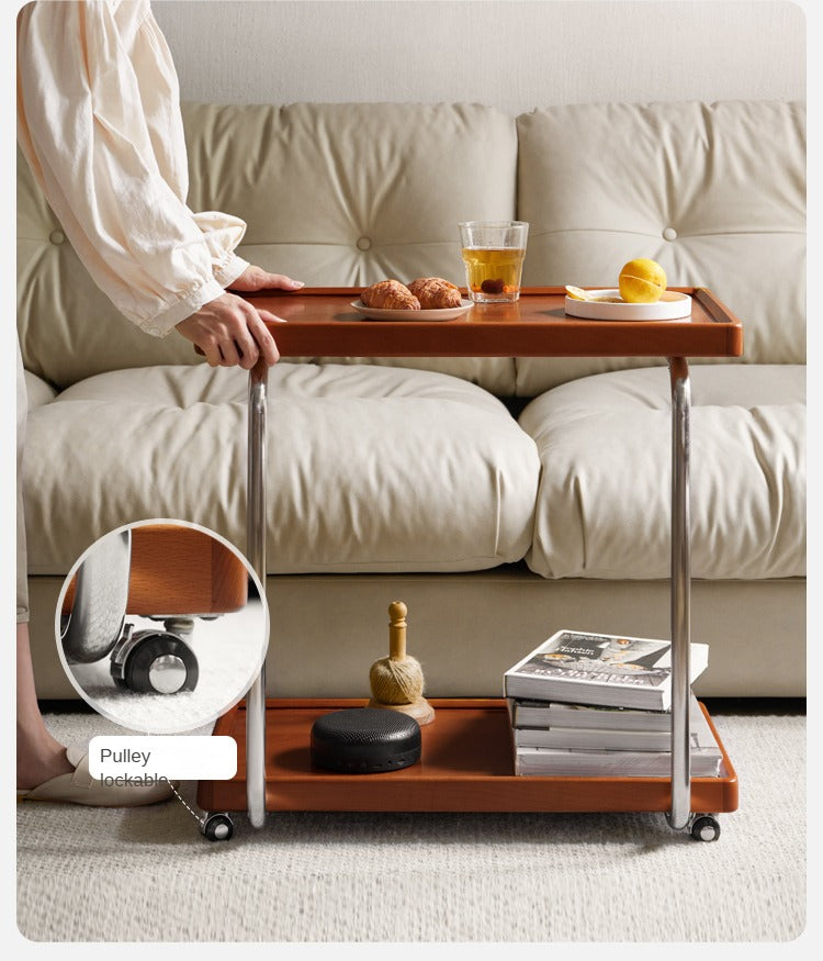Solid Wood C-Shaped Side Table - Beech, Ash, Oak, Poplar - Modern End Table for Living Room, Bedroom & Office