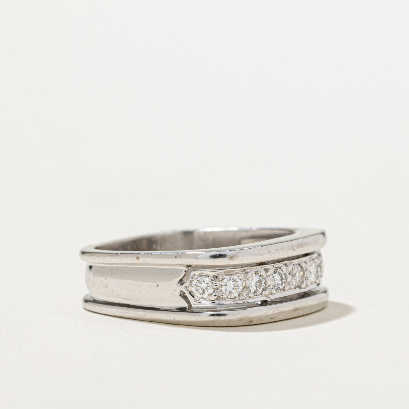 0.27ctw Soft Square Semi Eternity Diamond Wedding Band Ring - Size 4.75 | Elegant Stackable Ring for Bridal, Anniversary & Everyday Jewelry