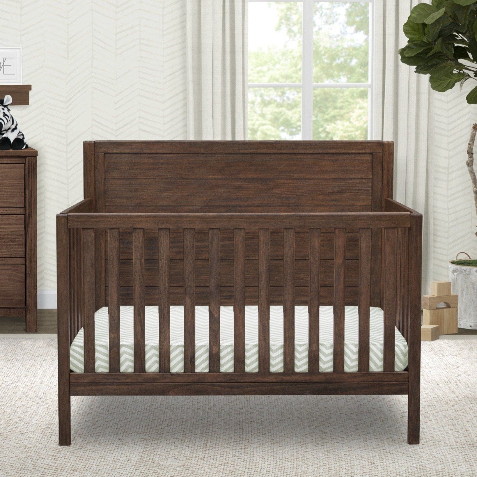 Cambridge 4-in-1 Convertible Baby Crib - Toddler Bed & Daybed with Mattress - Nursery Furniture for Boys & Girls - Perfect for Bedrooms, Daycare & Guest Rooms