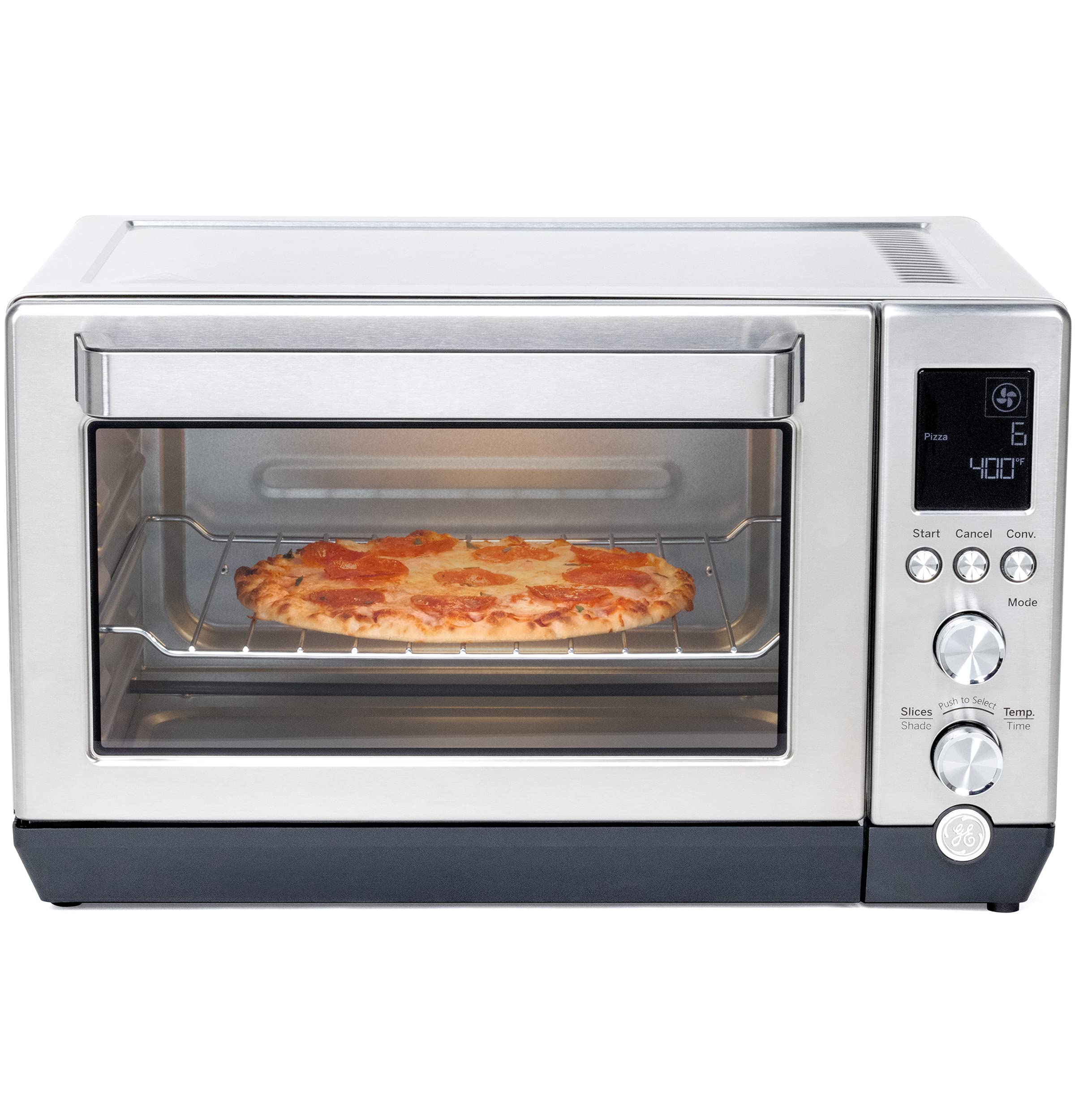 GE Convection Toaster Oven with Calrod Heating Technology - 7 Cook Modes, Large Capacity Countertop Oven with Accessories (1500W, Stainless Steel) for Baking, Roasting & Toasting | Perfect for Small Kitchens, Dorms & RV Cooking