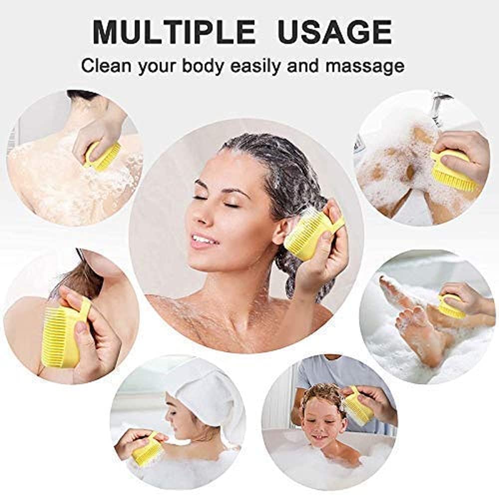 XUDOUS Silicone Massage Bath Brush for Hair, Scalp & Body Cleaning | Exfoliating Scrubber & Massager with Soap Dispenser | Perfect for Shower, Bath & Spa Relaxation at Home