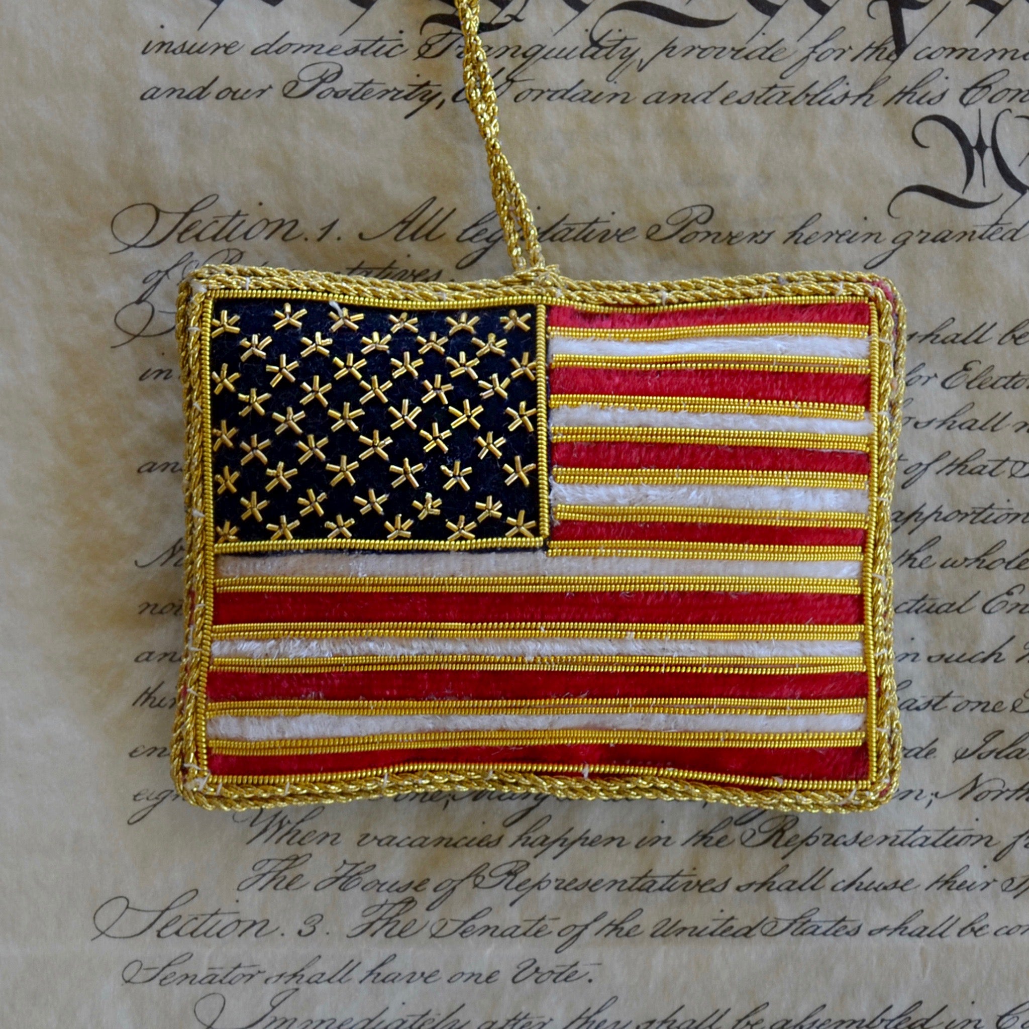 God Bless America Flag Ornament - Patriotic Home Decor for Christmas Tree, Wall Hanging & Gift Giving | USA Pride Accessories for Holidays, Memorial Day & 4th of July