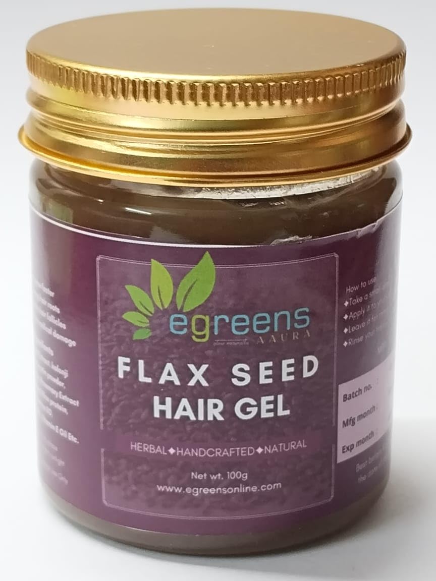 E-GREENS AAURA Flaxseed Hair Gel for Hair Growth & Frizz Control - Infused with Keratin, Rice Protein & Rosemary Oil - Natural Styling Gel for Men & Women (100g) - Perfect for Curly, Wavy & Straight Hair Styling at Home or Salon