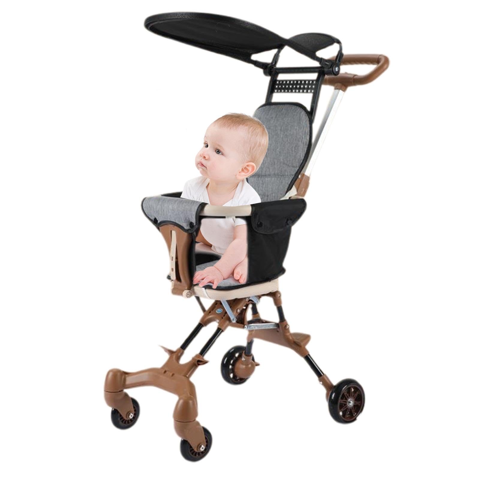 Lightweight Toddler Stroller with Rotatable Two-Way Seat - Portable Travel Stroller for Airplane & Car Trunk Storage, Detachable Canopy | Perfect for Traveling Parents, Shopping, and Outdoor Walks