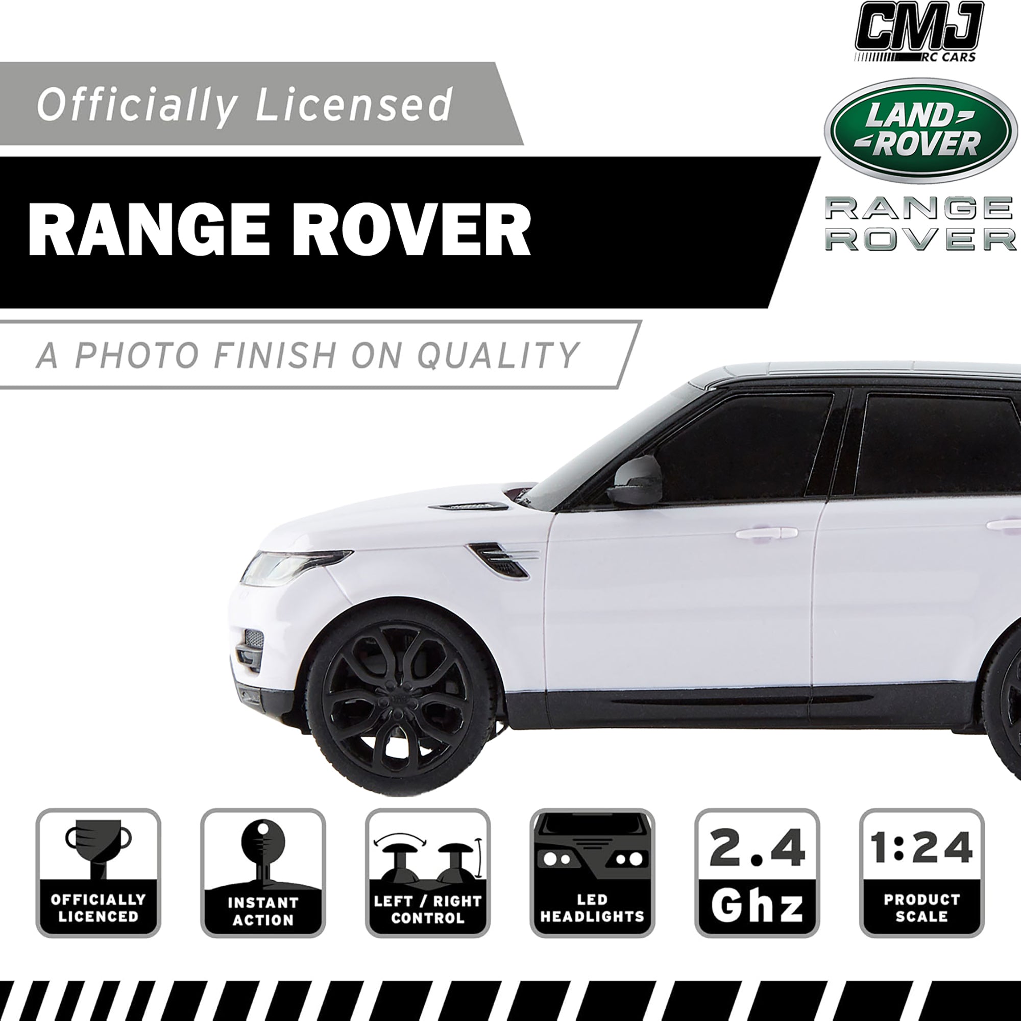 1:24 Scale CMJ RC Cars Range Rover - 2.4GHz Remote Control SUV with LED Headlights, Off-Road Toy Vehicle for Kids & Adults - Perfect for Indoor & Outdoor Play, Birthday Gifts, Racing Competition