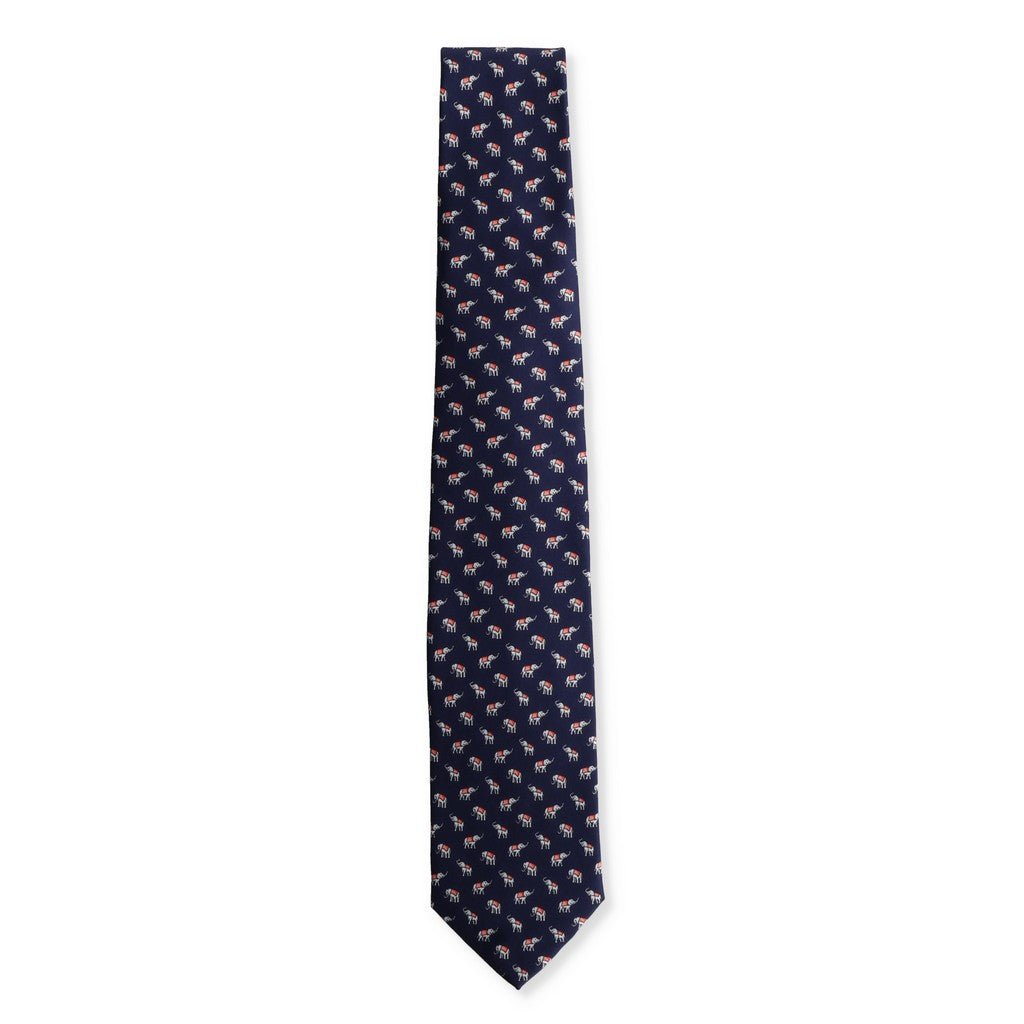 HENRY SARTORIAL X CANTINI Navy Blue Elephant Print Silk Tie for Men - Premium Luxury Necktie for Business, Weddings & Formal Occasions
