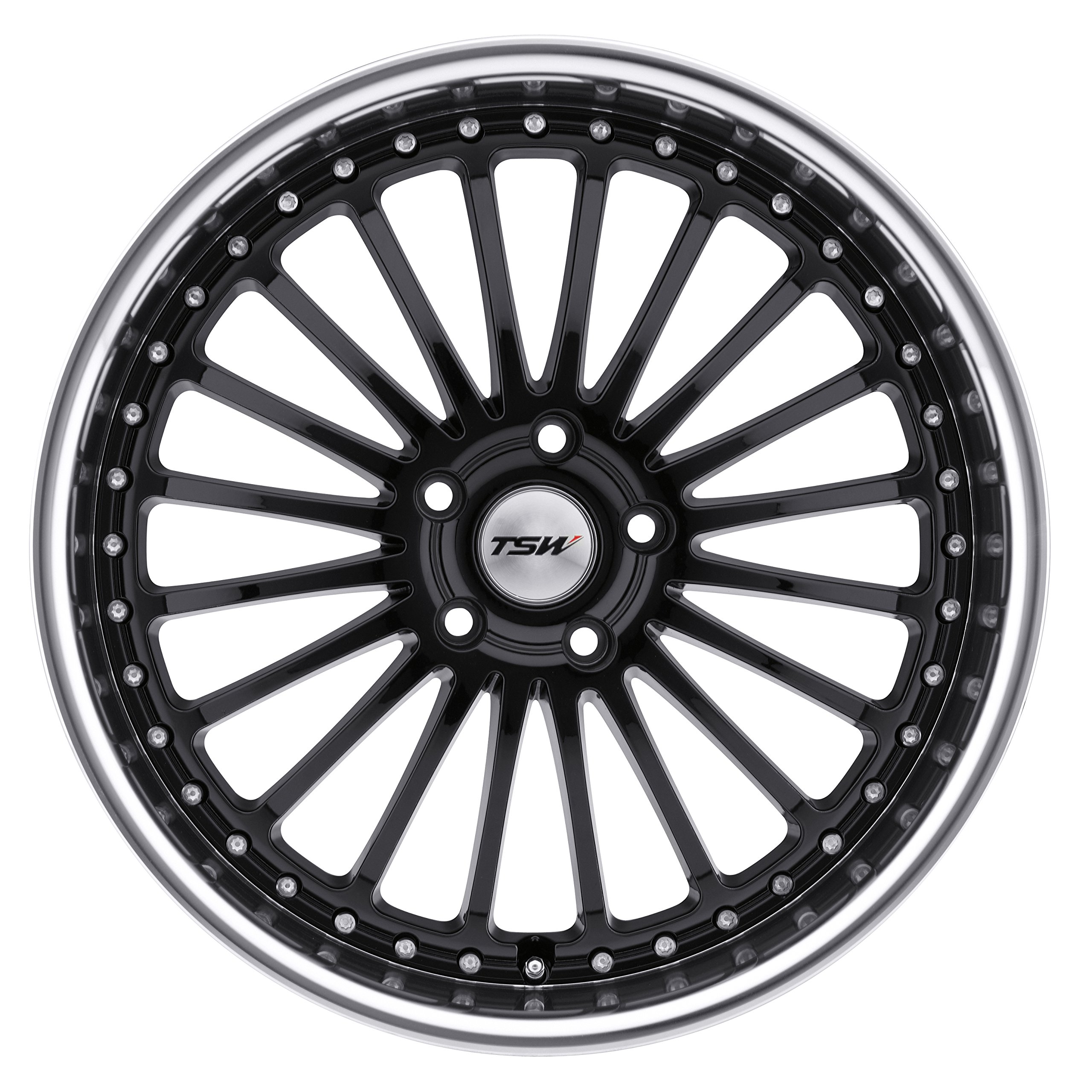 TSW Silverstone Gloss Black Alloy Wheel with Machined Lip - 19x8 Inches, 5x108 Bolt Pattern - Perfect for Luxury Cars & Performance Vehicles