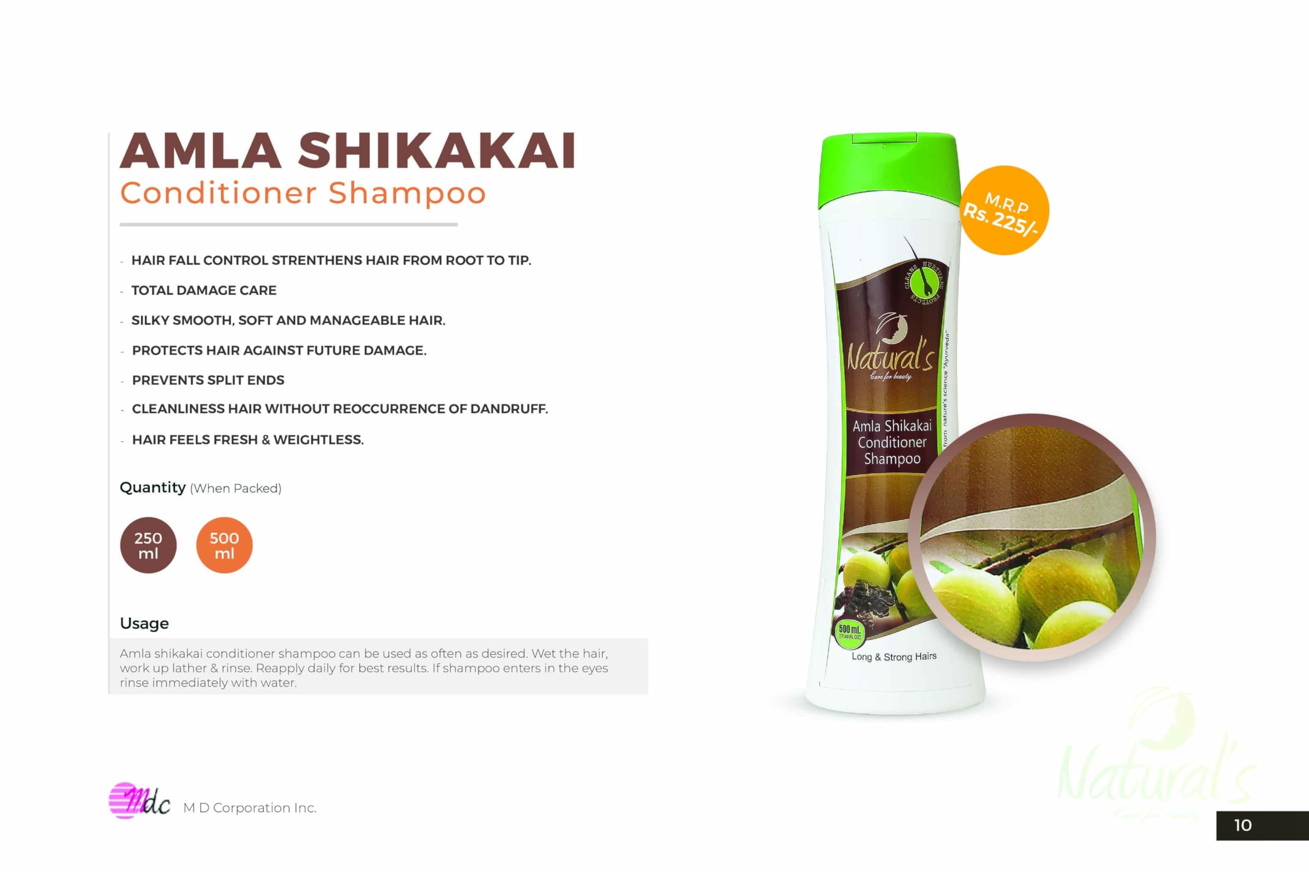 Natural's Care Amla Shikakai Hair Conditioner & Shampoo for Long Strong Hair - 500ml (Pack of 1) | Ayurvedic Herbal Treatment for Hair Growth & Shine | Perfect for Daily Hair Care Routine