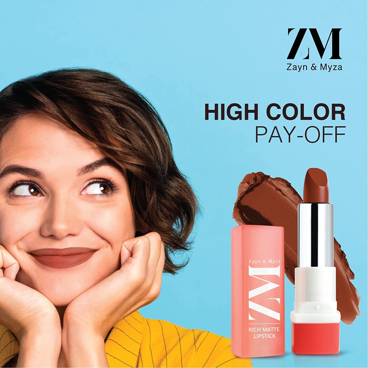 ZM Zayn & Myza Rich Matte Lipstick - Smooth, Lightweight, High Pigmentation with Argan Oil & Shea Butter (4.2g, Forbidden Red) | Long-Lasting Matte Finish for Day & Night Wear | Perfect for Parties, Dates & Professional Meetings