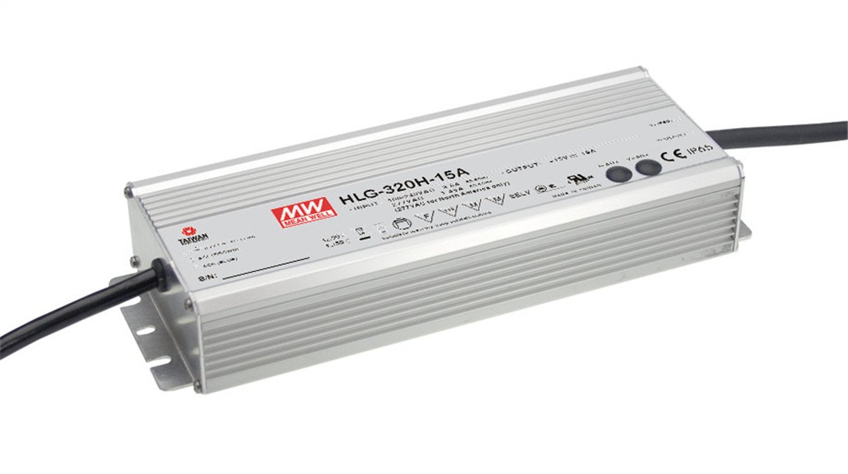Mean Well HLG-320H-C1050A 320W LED Driver Power Supply 305V 1050mA Single Output with PFC - Perfect for Commercial LED Lighting, Grow Lights, and Industrial Applications