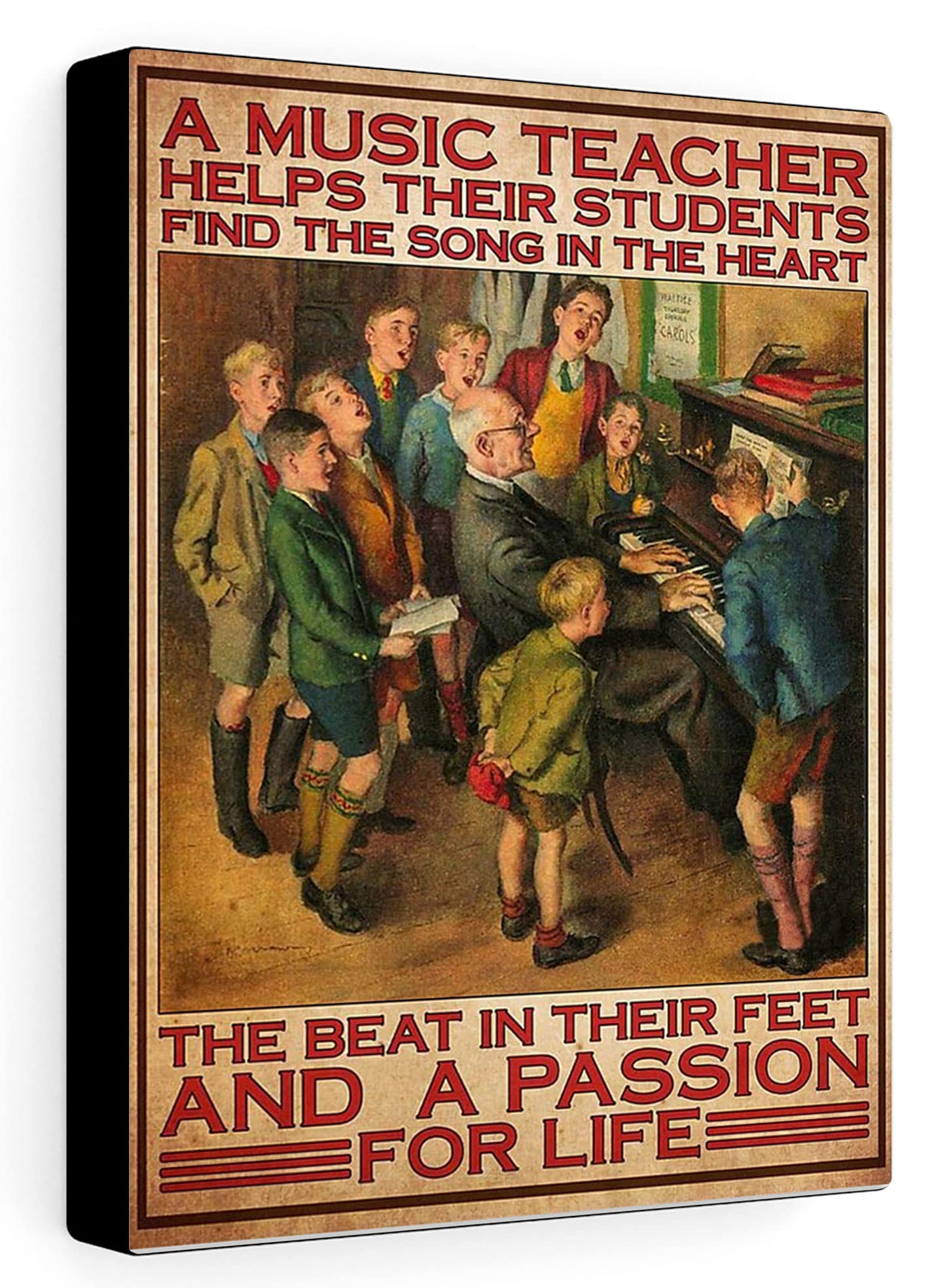 Inspiring Music Teacher Gift - Passion for Life Classroom Poster & Canvas Wall Art - Framed Gallery Wrap (1.25