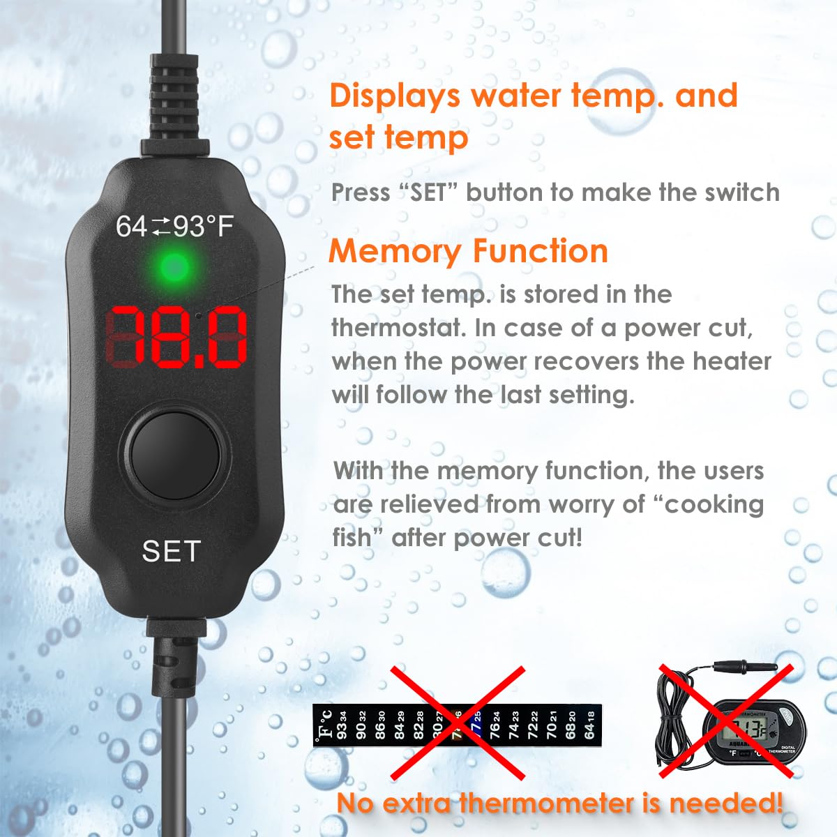 25W Submersible Aquarium Heater with Digital LED Display - Compact Fish Tank Heater for 3-5 Gallon Tanks - Perfect for Small Betta Tanks & Nano Aquariums