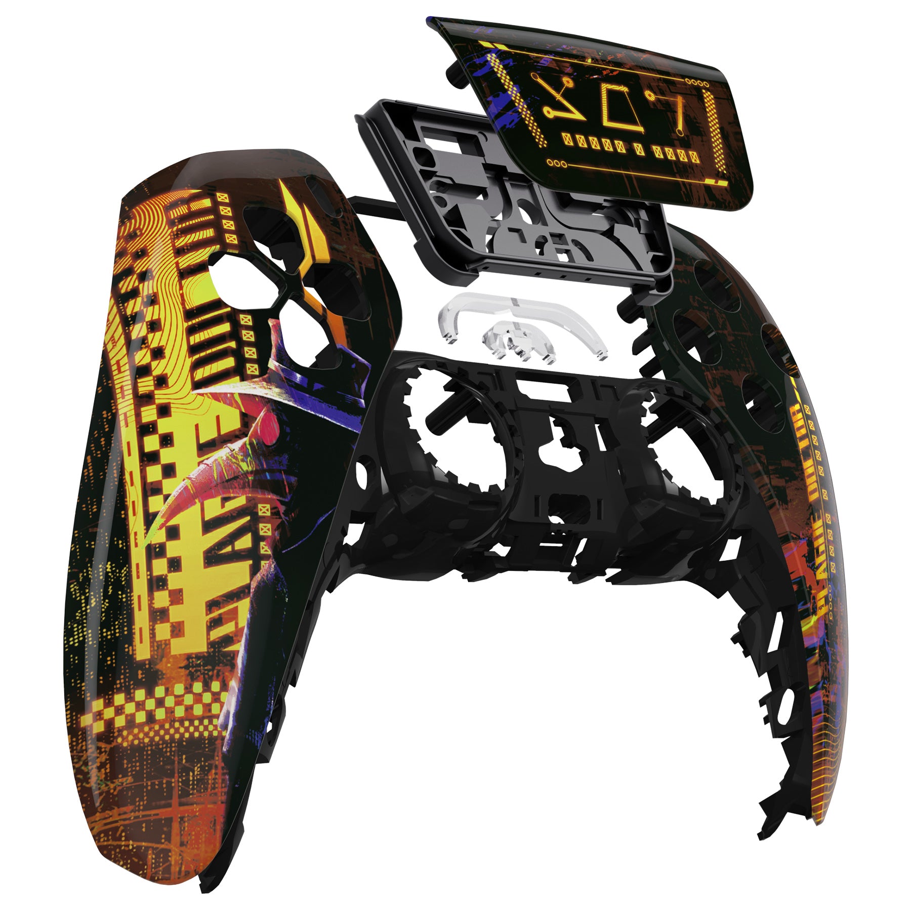 eXtremeRate PS5 Controller Front Housing Shell Replacement - Compatible with BDM 010/020/030/040/050 Models - Cyber Plague Design - Perfect for Gaming, Customization & Controller Repair