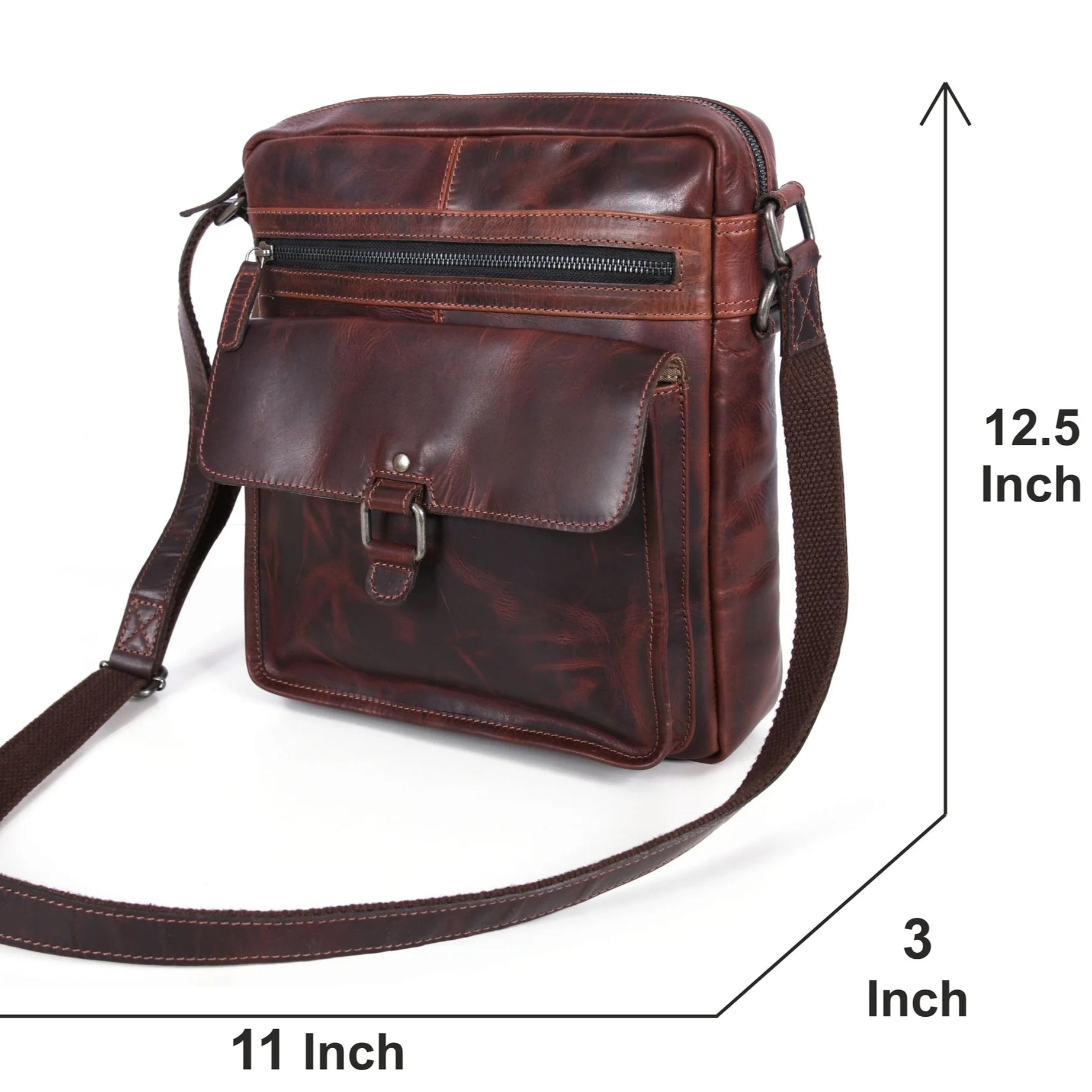 Premium Manhattan Leather Satchel - Genuine Buffalo Leather Crossbody Bag for Men & Women | Stylish Everyday Carry for Work, Travel & Casual Outings