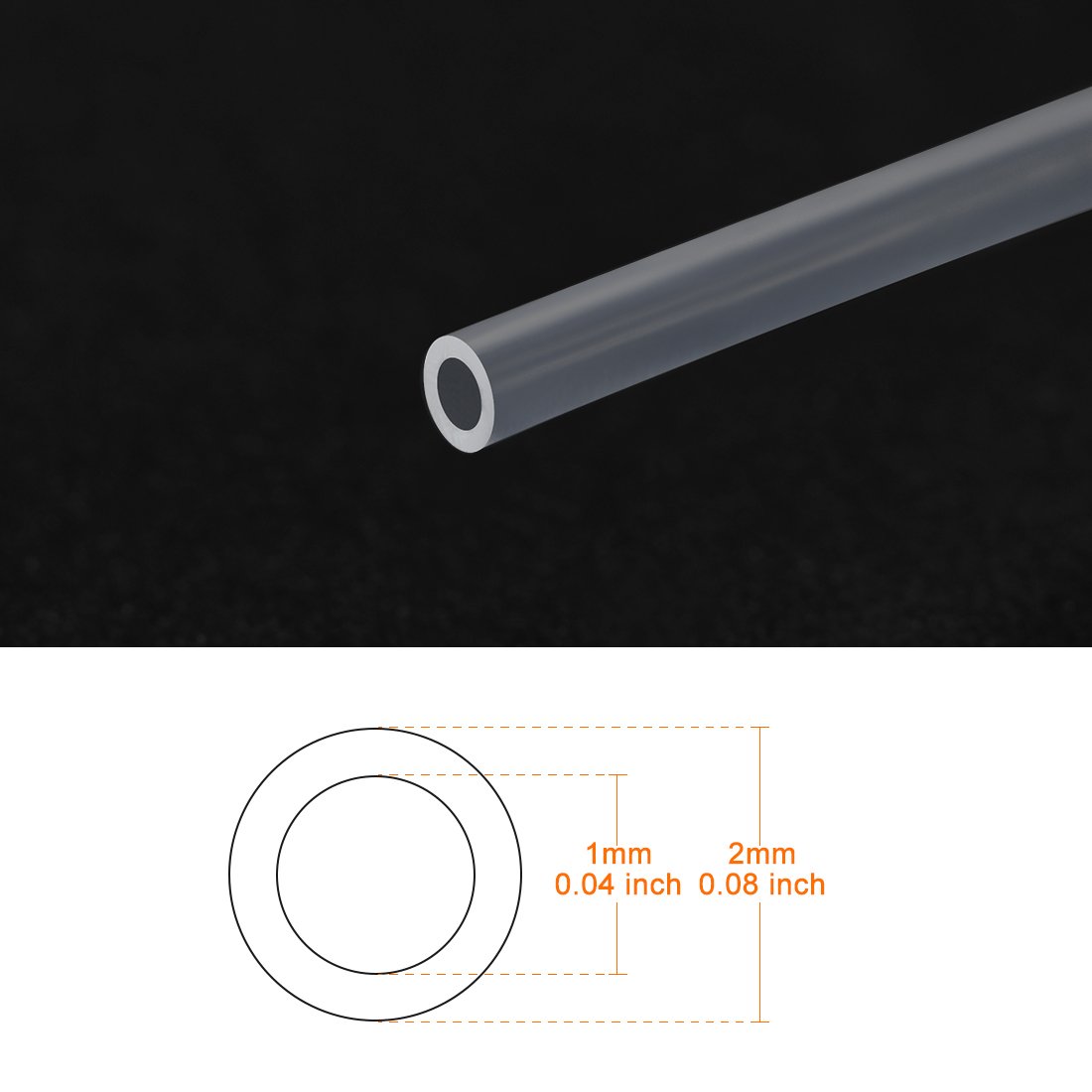 High-Quality PTFE Tubing 1mm ID x 2mm OD x 6.6ft - Teflon Tube for PLA ABS 3D Printer Filament Guide - Perfect for Extruder, Hotend & DIY 3D Printing Projects
