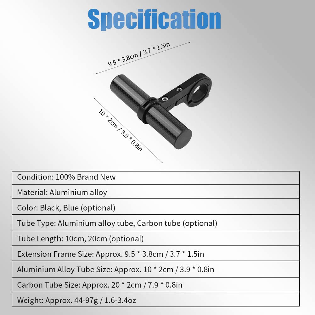 Aluminum Alloy Bike Handlebar Extender - 10cm Carbon Tube Black Handlebar Extension Bracket for Bike Light & Phone Mount | Perfect for Cycling, Commuting & Outdoor Adventures