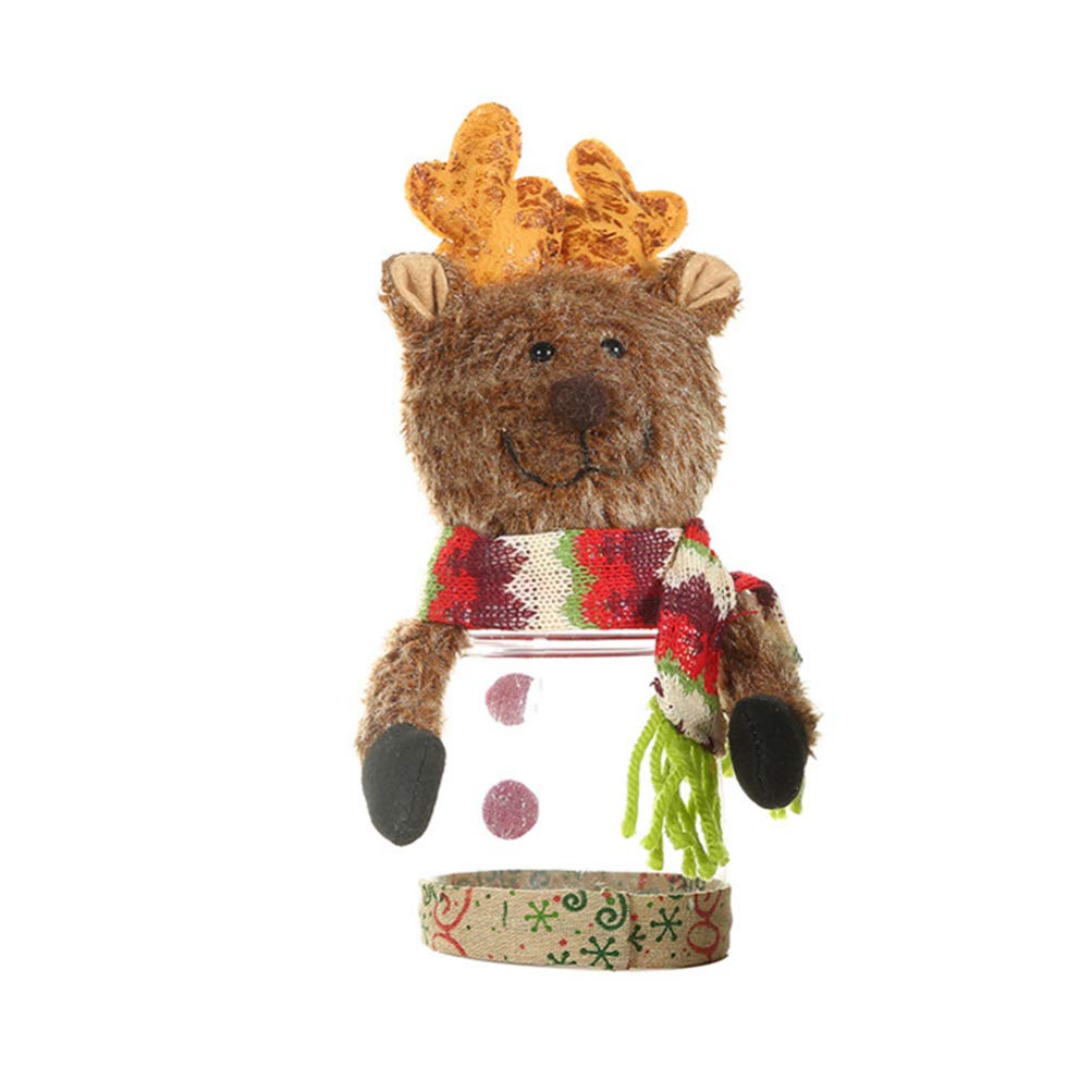 Amosfun Christmas Candy Jar with Reindeer Doll - Cookie Gift Bottle & Food Storage Container for Holiday Parties - Perfect for Xmas Table Decorations & Festive Home Decor
