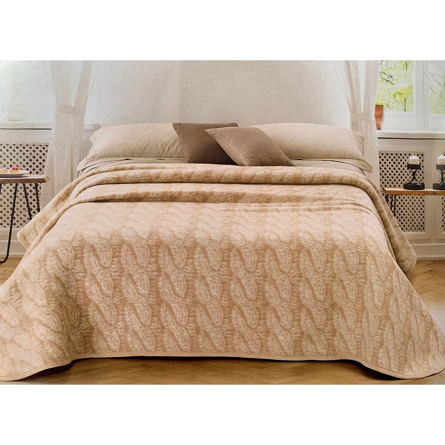 Premium Jacquard Wool Blend Winter Blanket for Queen Size Bed - Soft & Warm Braided Design 4478 - Perfect for Cozy Nights & Cold Weather Comfort