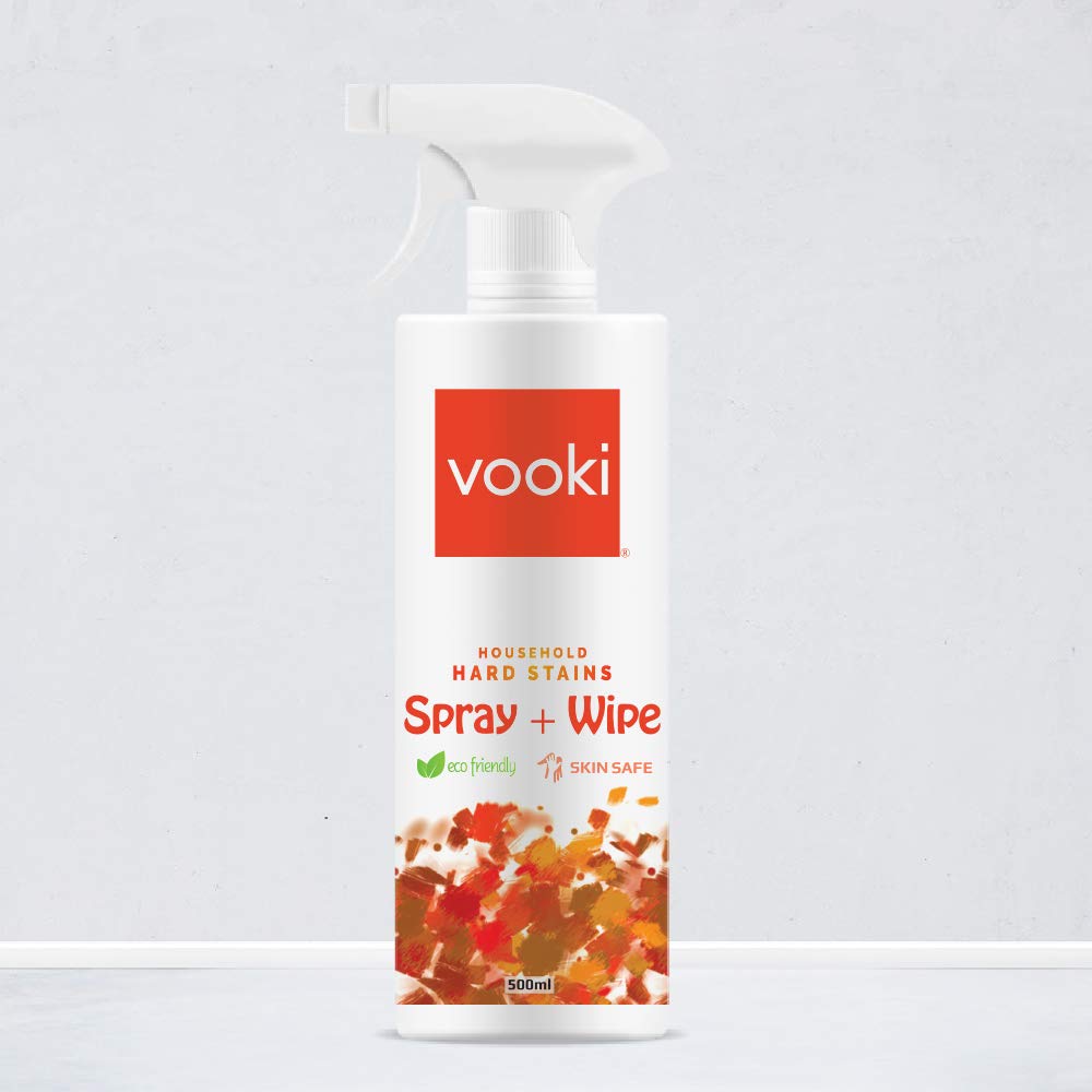 Vooki Eco-Friendly Heavy Duty All Purpose Stain Remover - 500ml Hard Surface Cleaner for Kitchen, Stove, Oil, Grease, Sink, Countertop, Tiles, Walls & Chimney - Non-Toxic Degreaser Spray for Home & Commercial Use - Perfect for Deep Cleaning & Maintenance