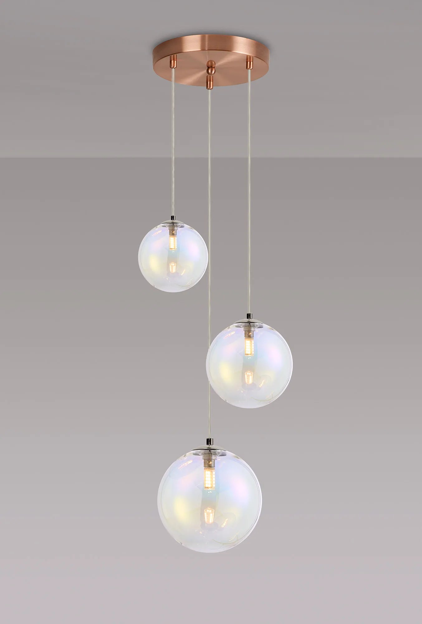 Austin 31cm Round Glass Pendant Light Fixture with 3 G9 Bulb Sockets - Perfect for Kitchen Island, Dining Room, and Modern Home Lighting